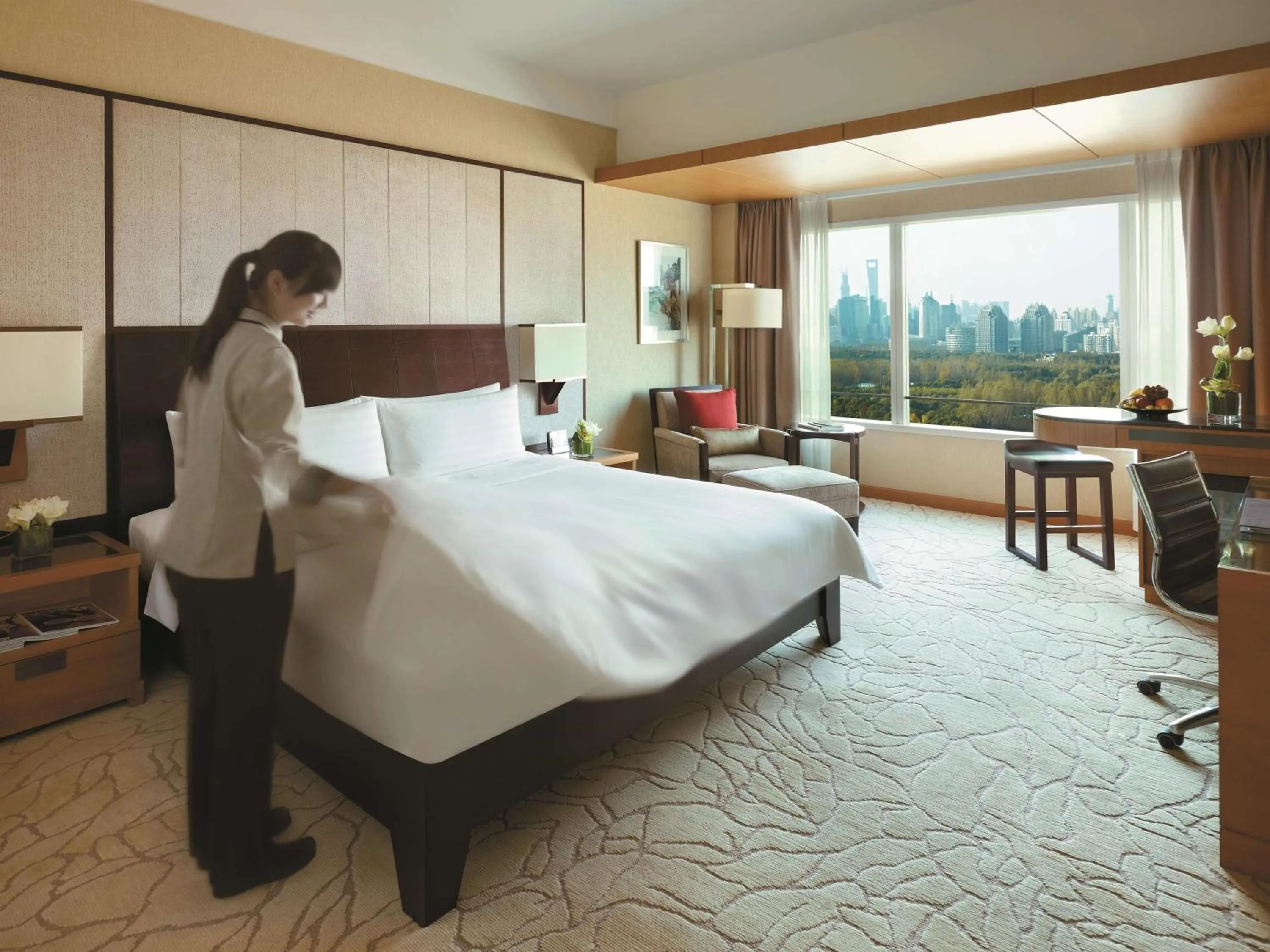 Photo of the whole room, Bed in Kerry Hotel Pudong, Shanghai