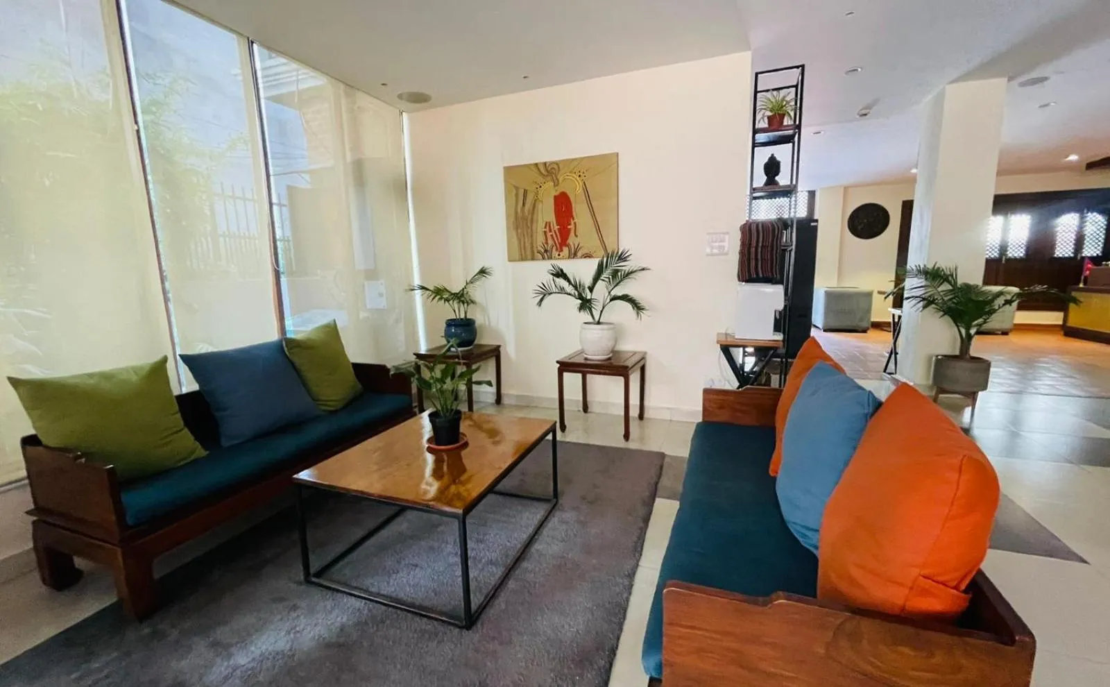 Seating area in Timber House by Tara Group