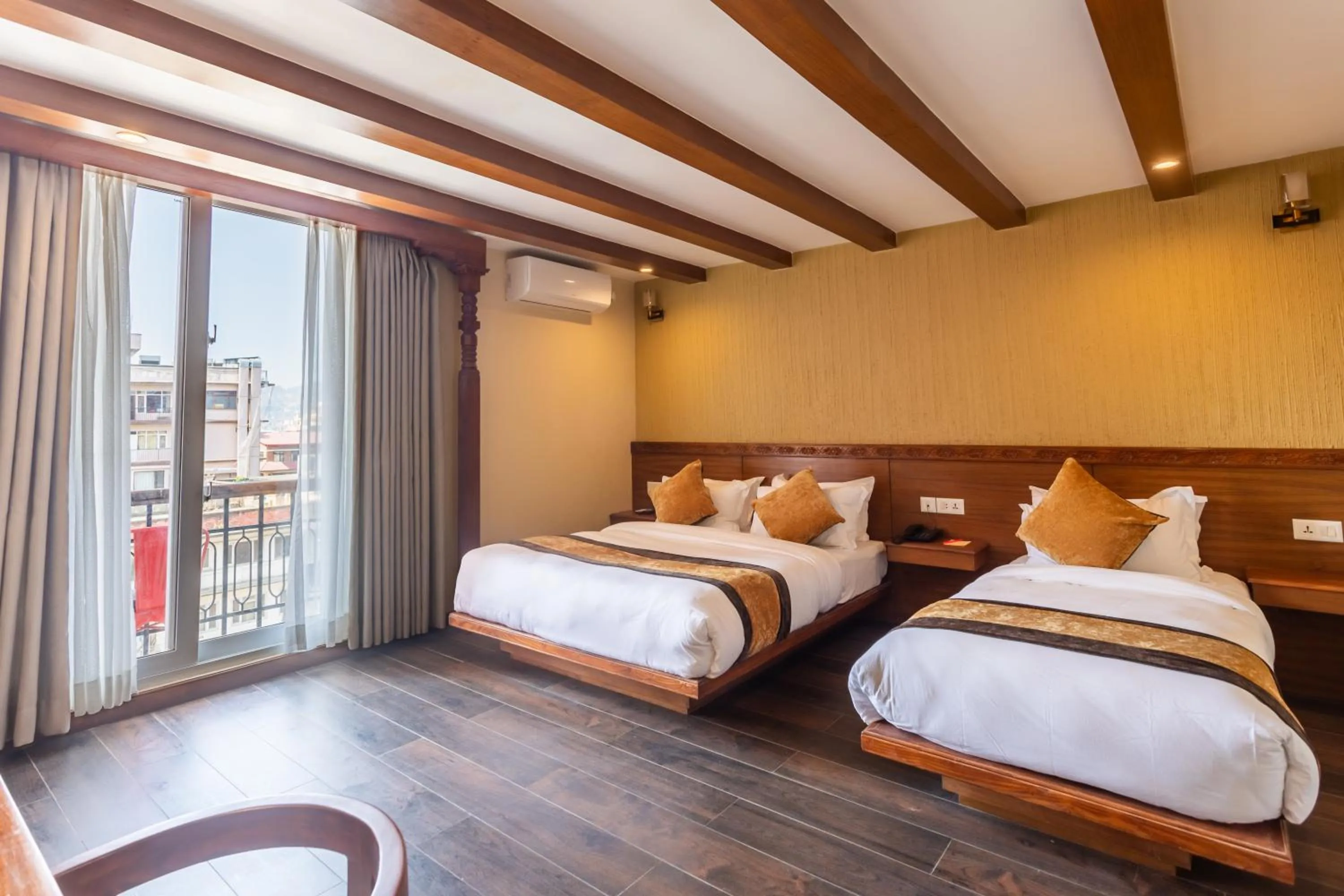 Bedroom, Bed in Timber House by Tara Group