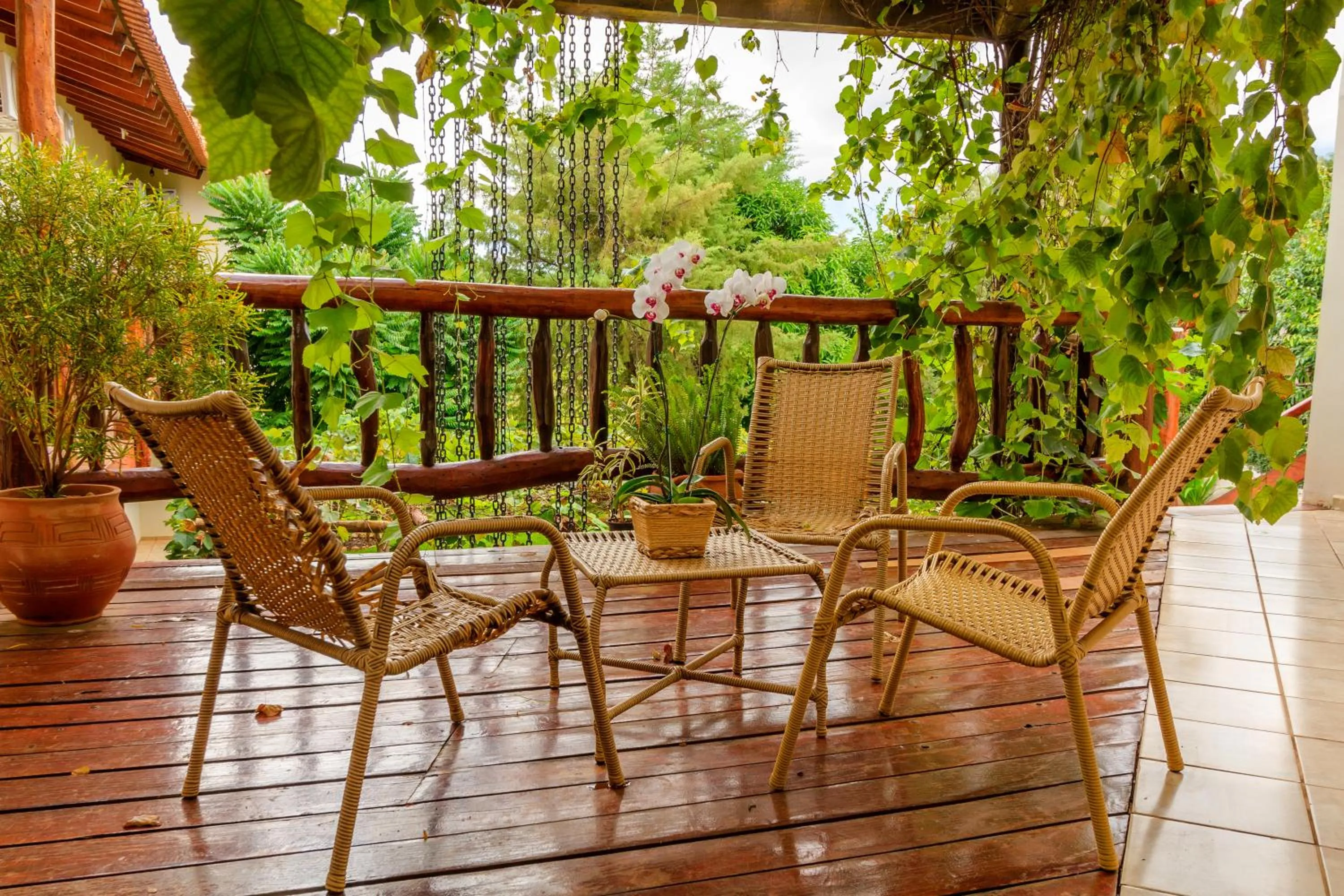 Balcony/Terrace in Pousada Chamamé