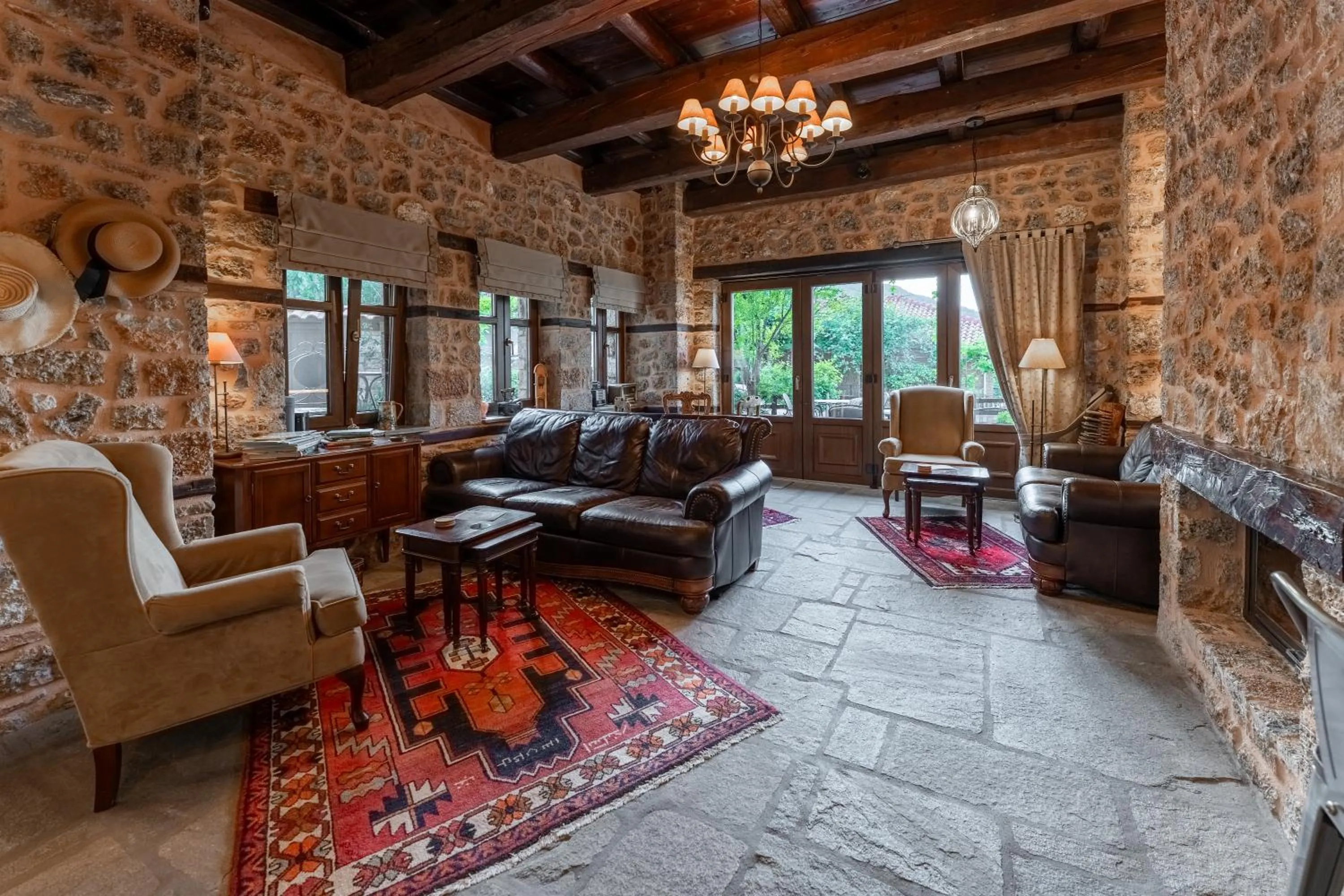 Living room in Palio Litochoro The Countryside Lodge