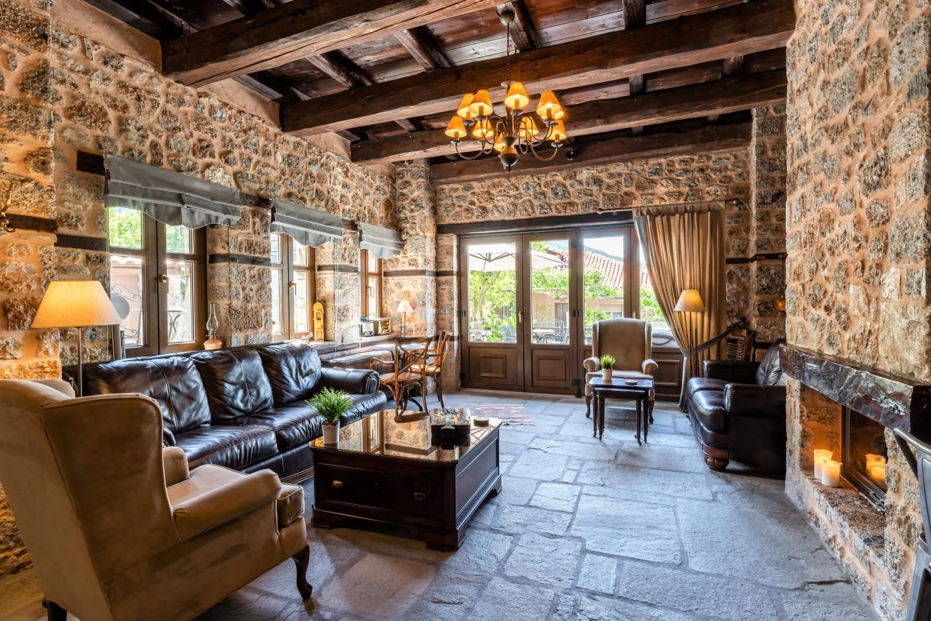 Living room in Palio Litochoro The Countryside Lodge