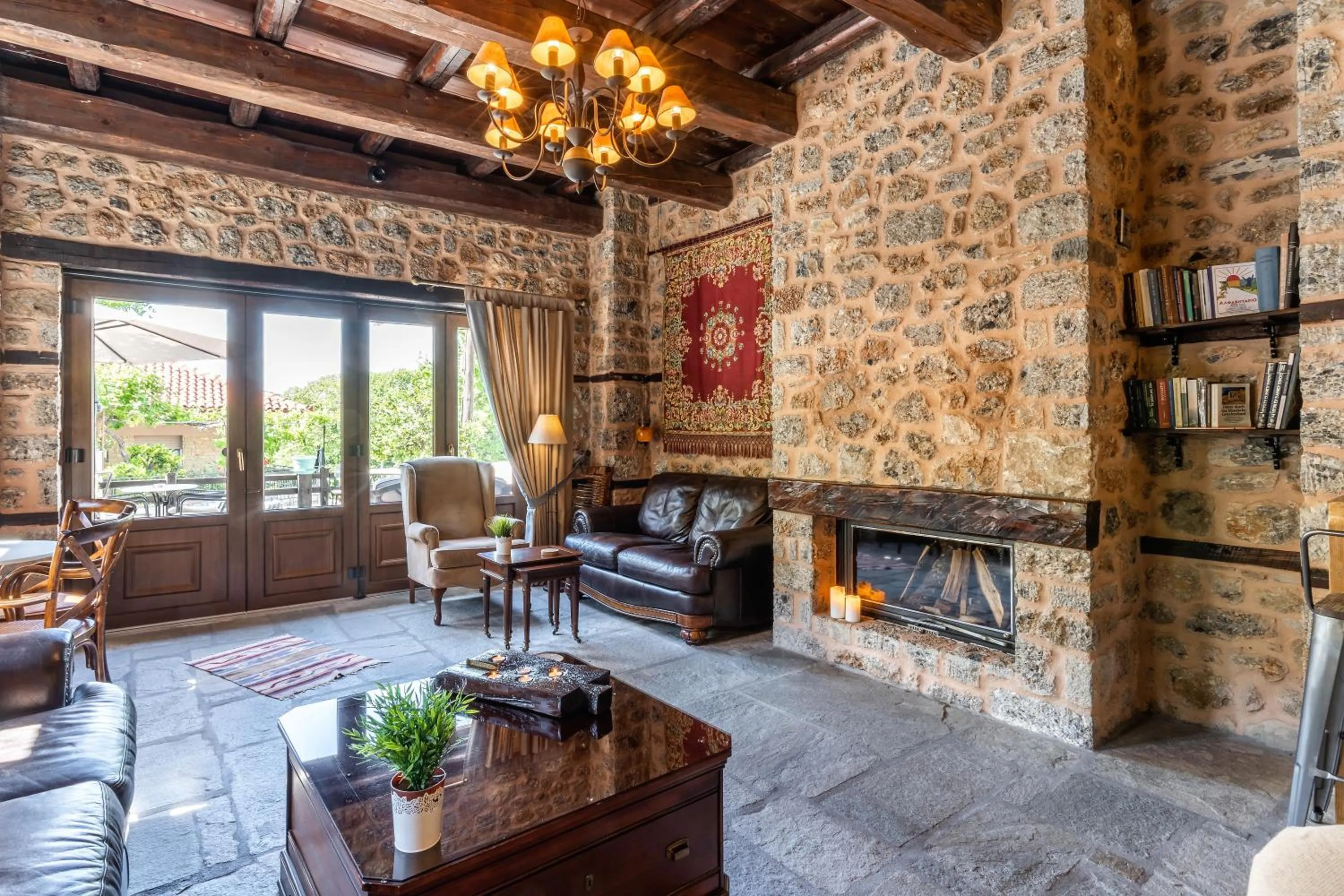 Living room in Palio Litochoro The Countryside Lodge