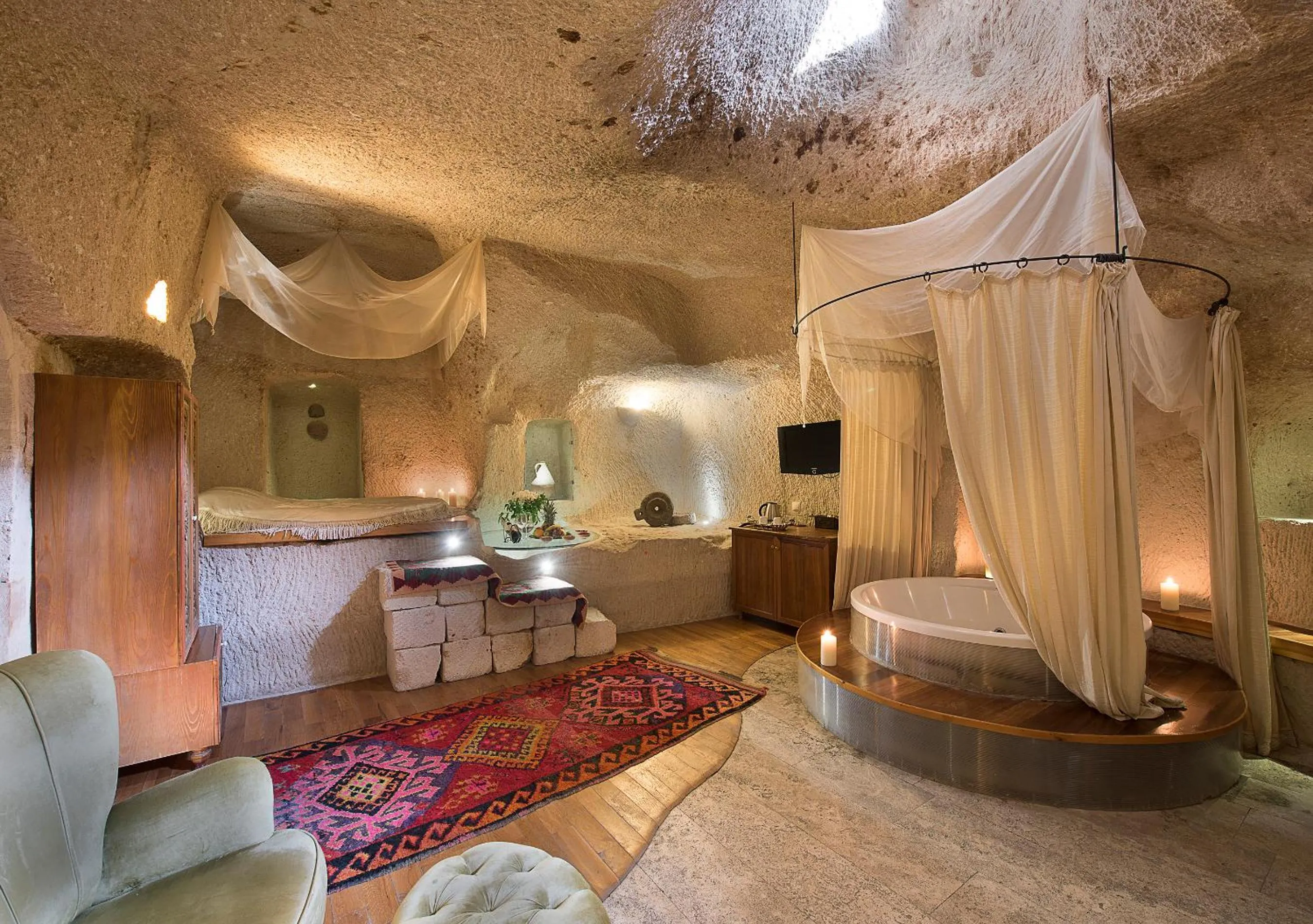 Bed in Anatolian Houses Cave Hotel & SPA