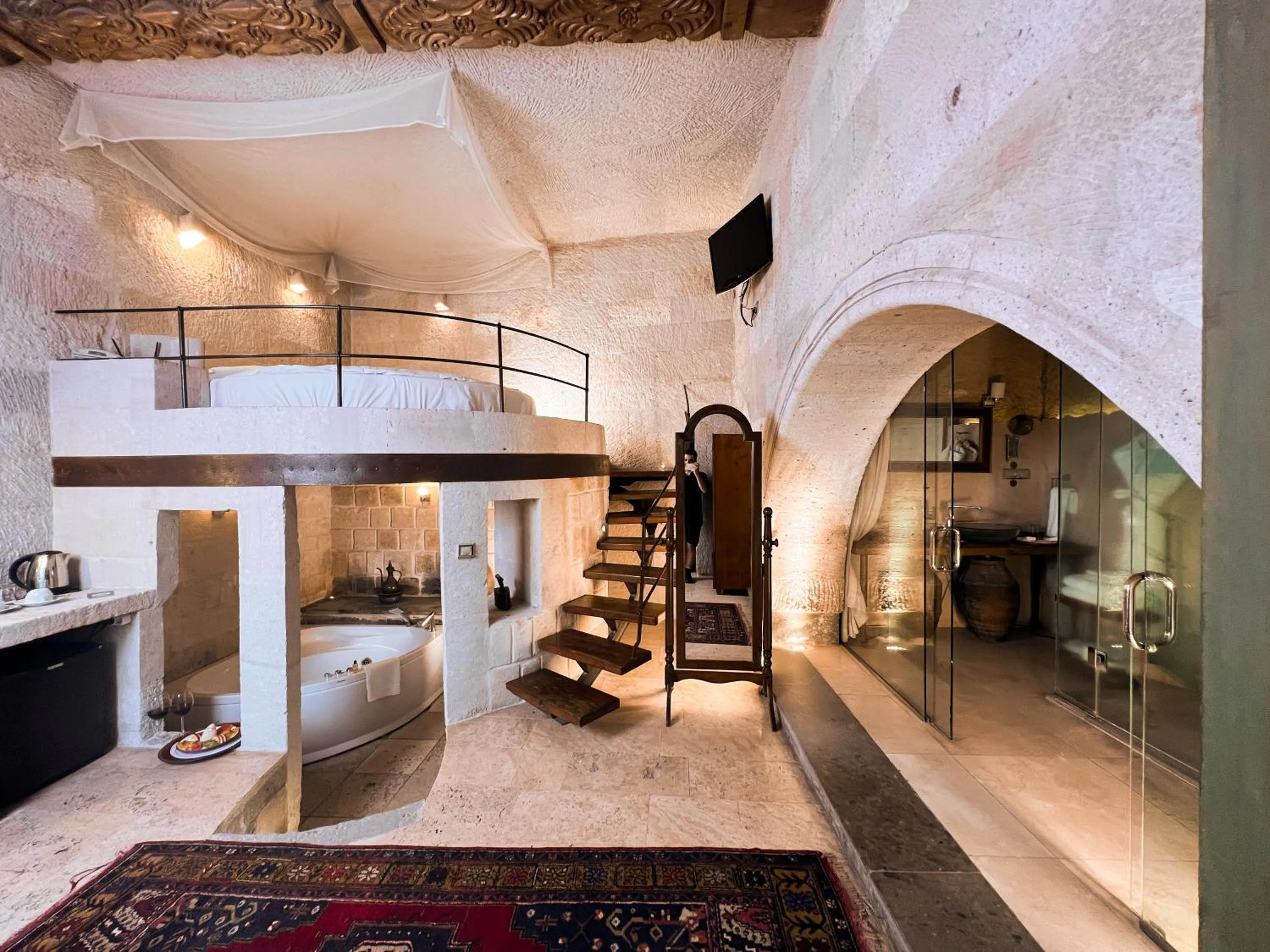 Bed in Anatolian Houses Cave Hotel & SPA