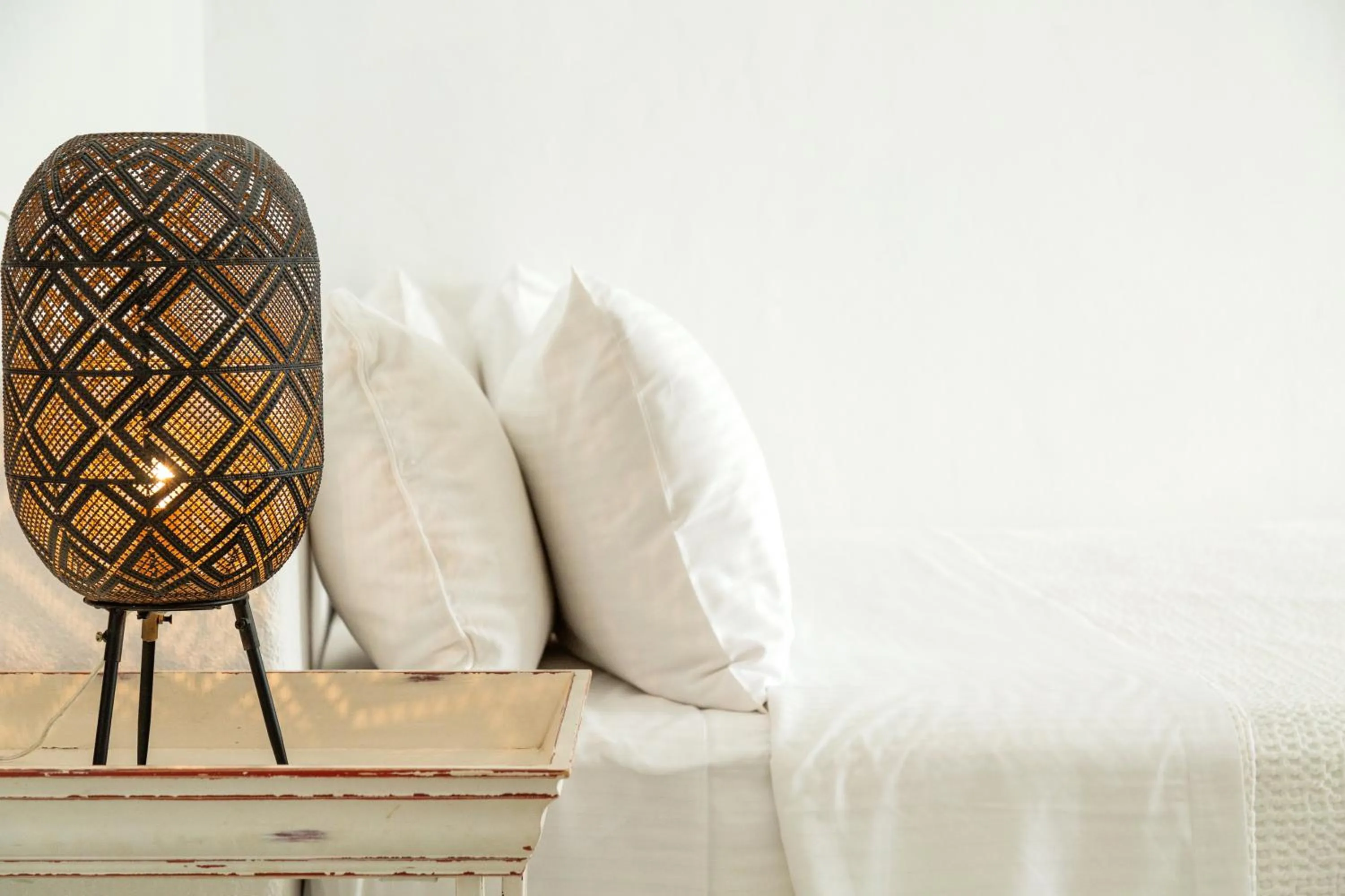 Decorative detail, Bed in Nostos Apartments