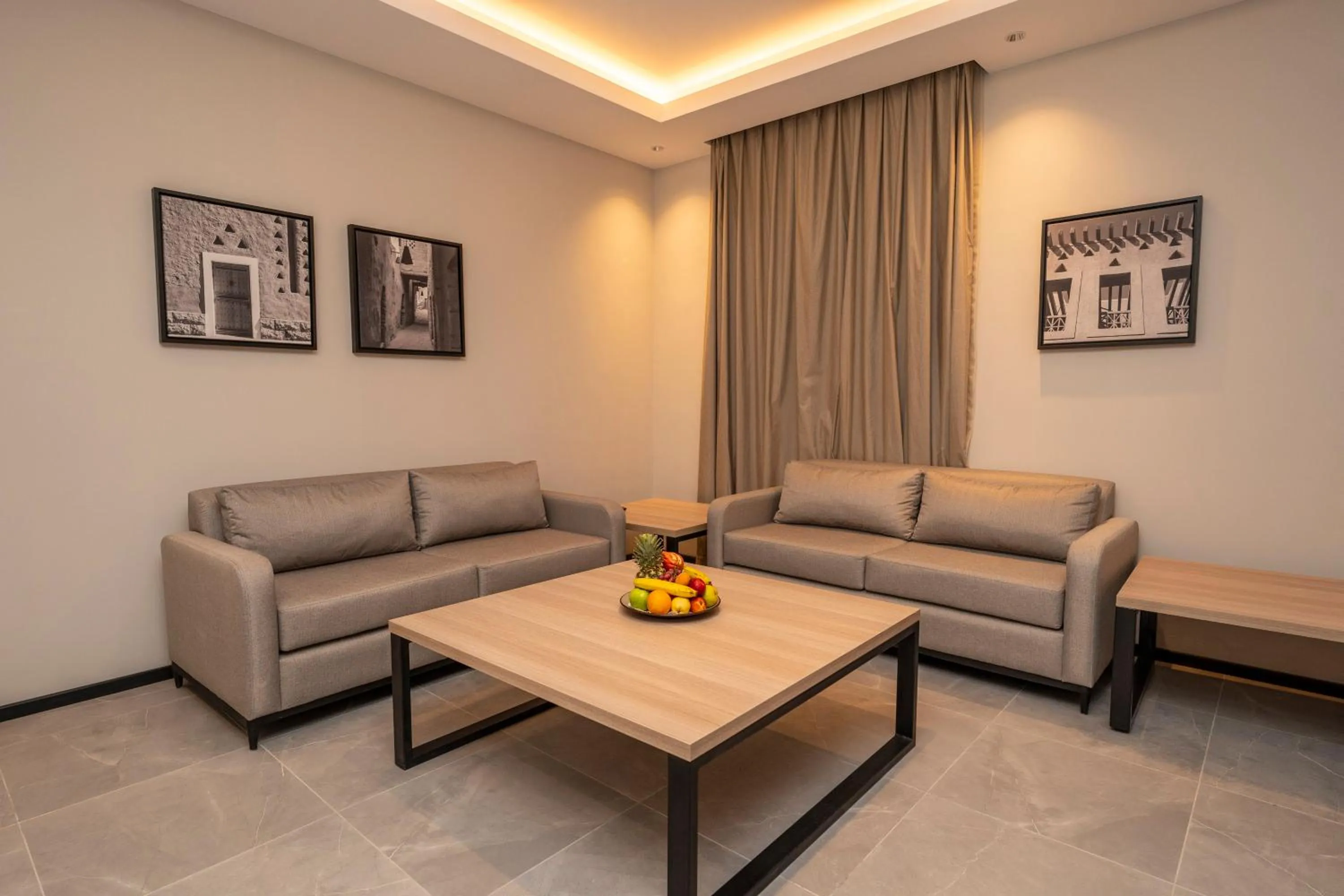 Living room in Manazel Aldiafah serviced Apartments AlSulymaniyah