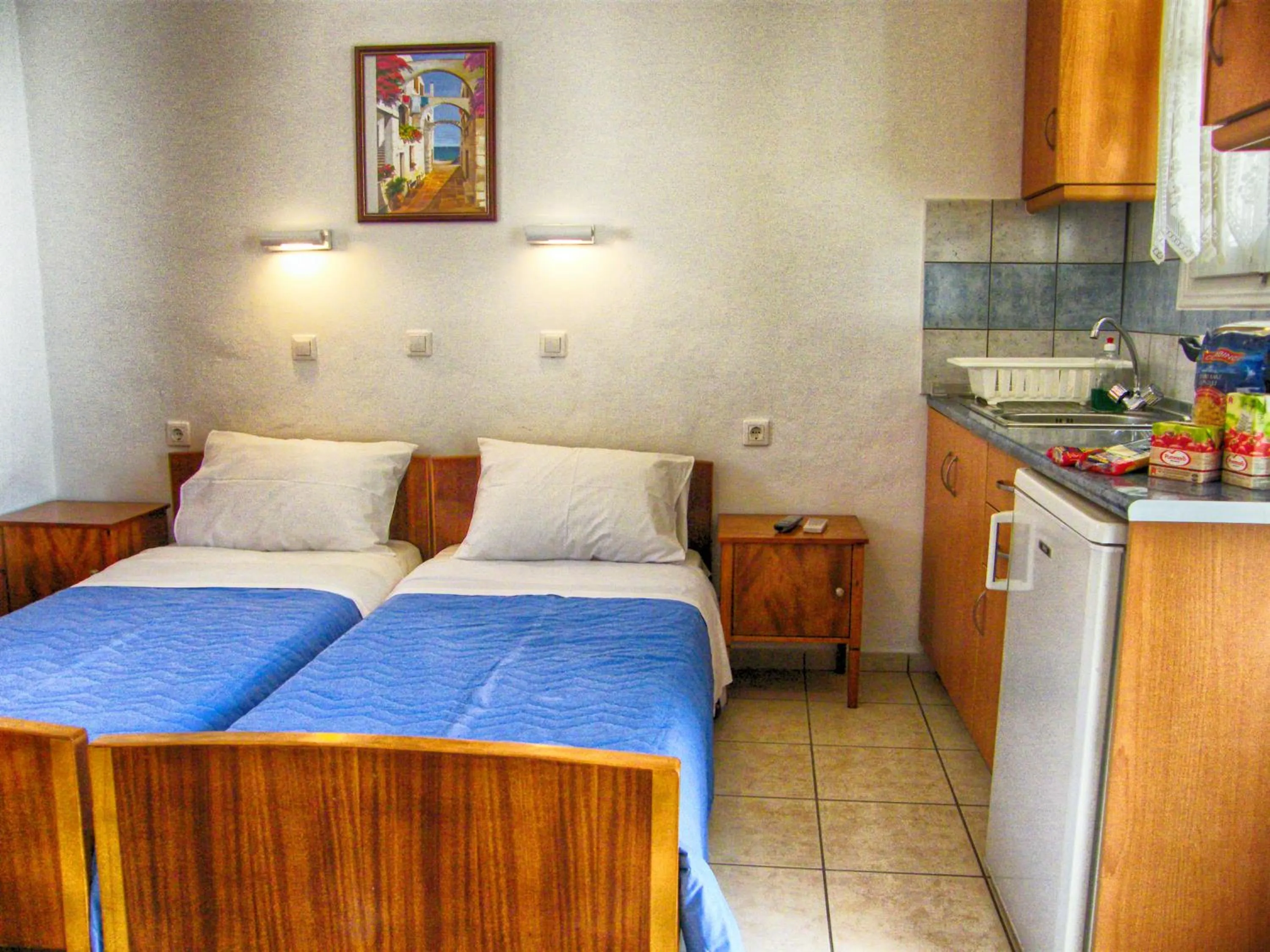 Kitchen or kitchenette, Bed in Hotel Helena