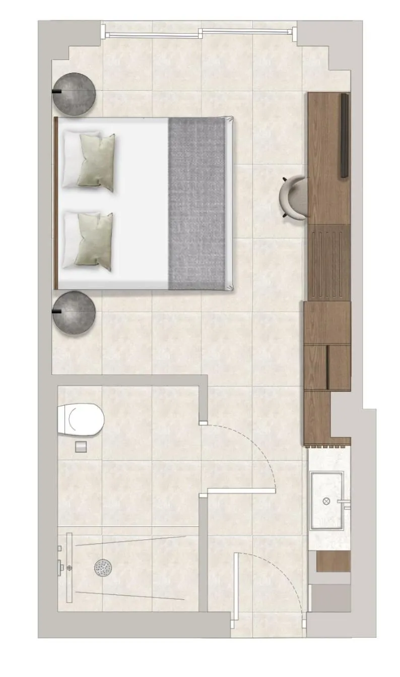 Floor plan, Bed in Sunny Bay Hotel