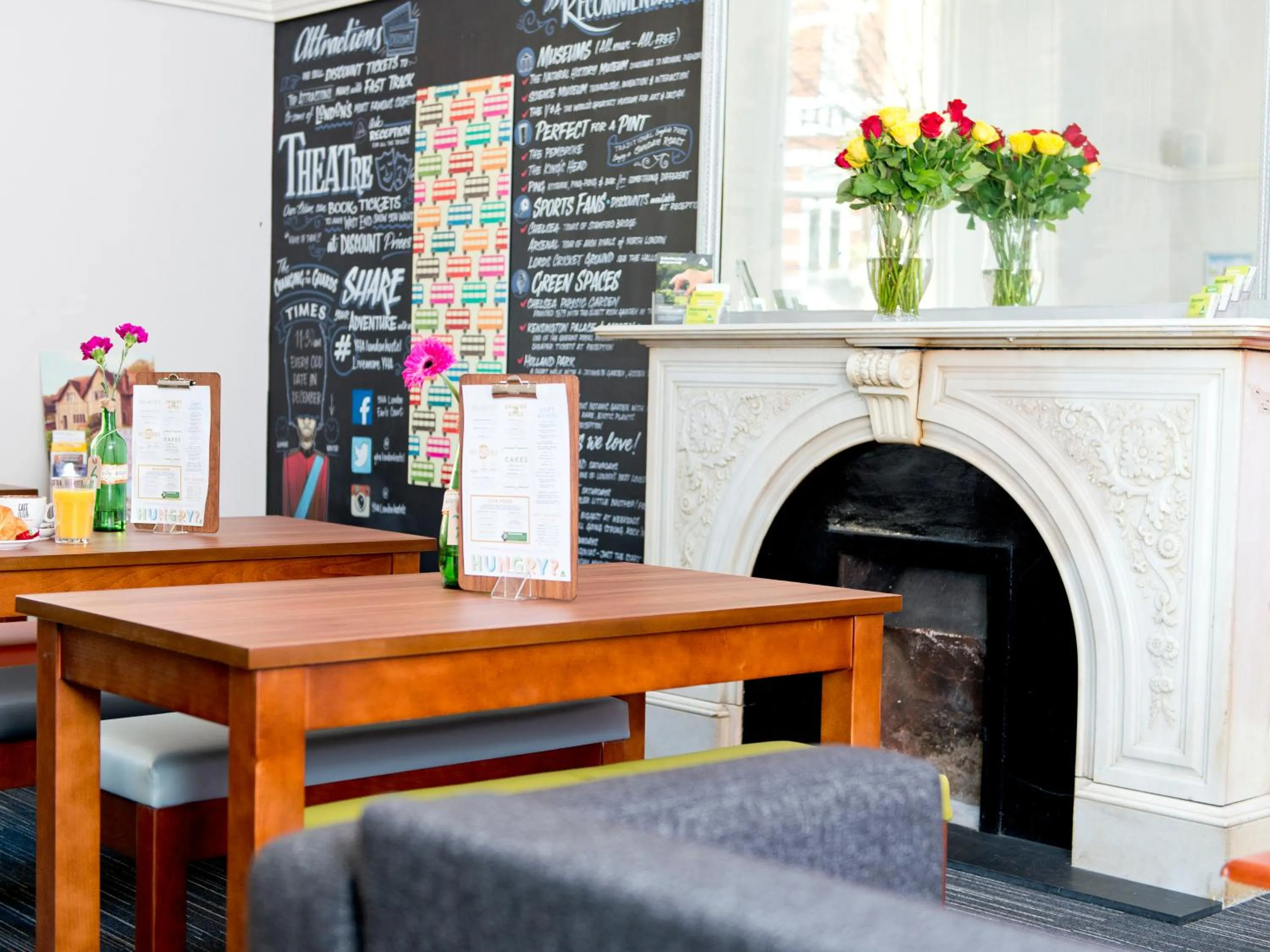 Seating area in YHA London Earl's Court