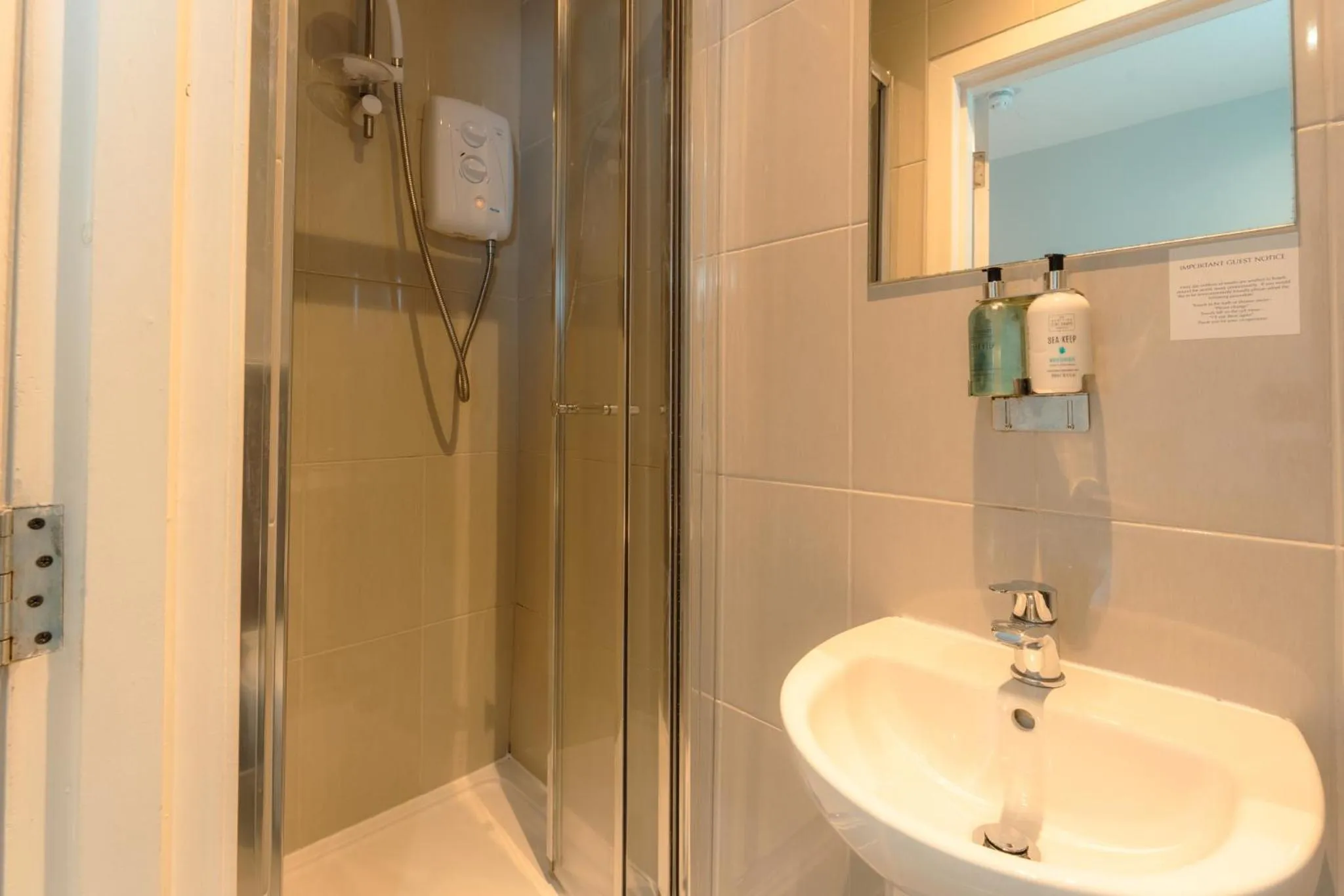 Shower in West Port Hotel