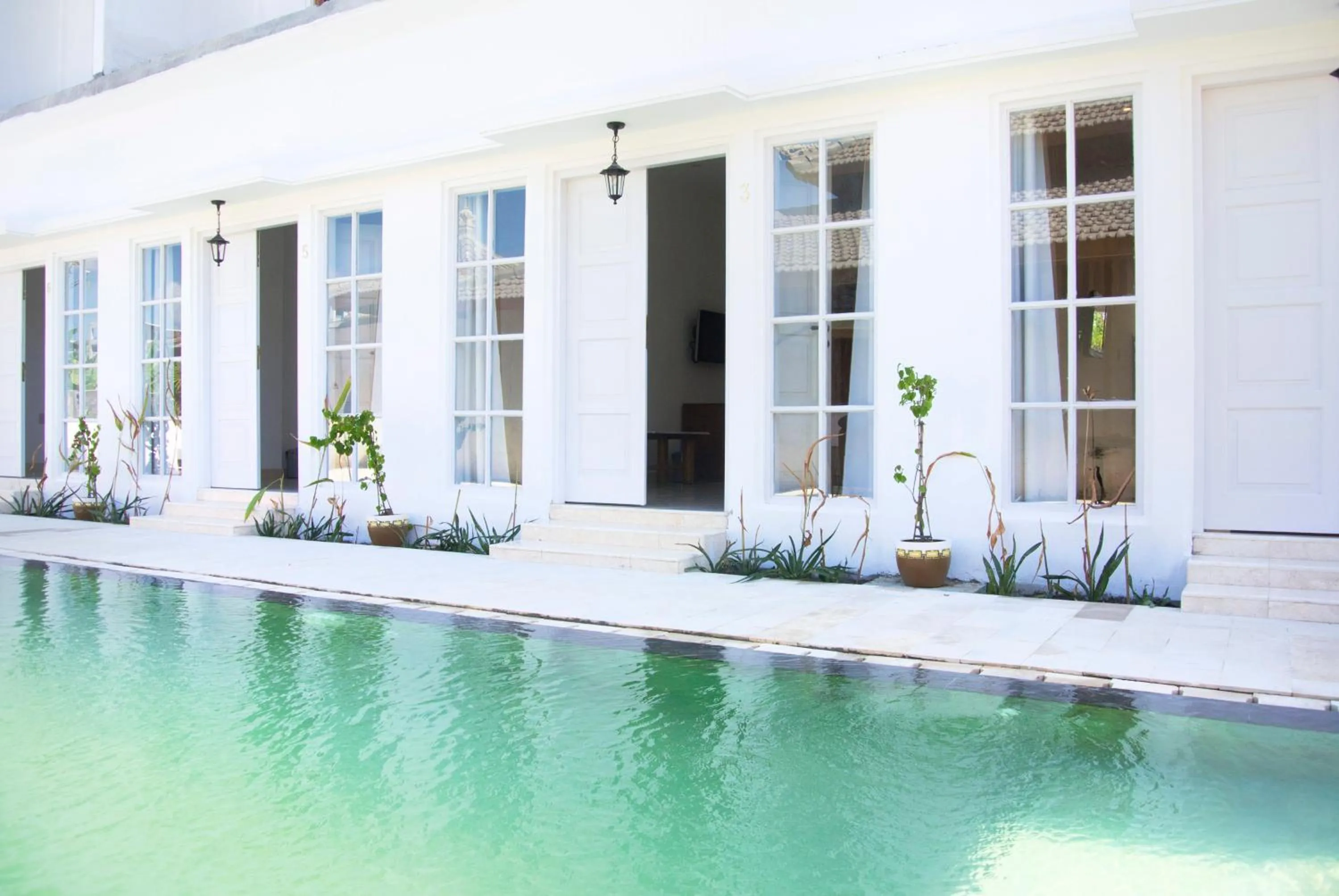 Pool view in Hikari Guesthouse