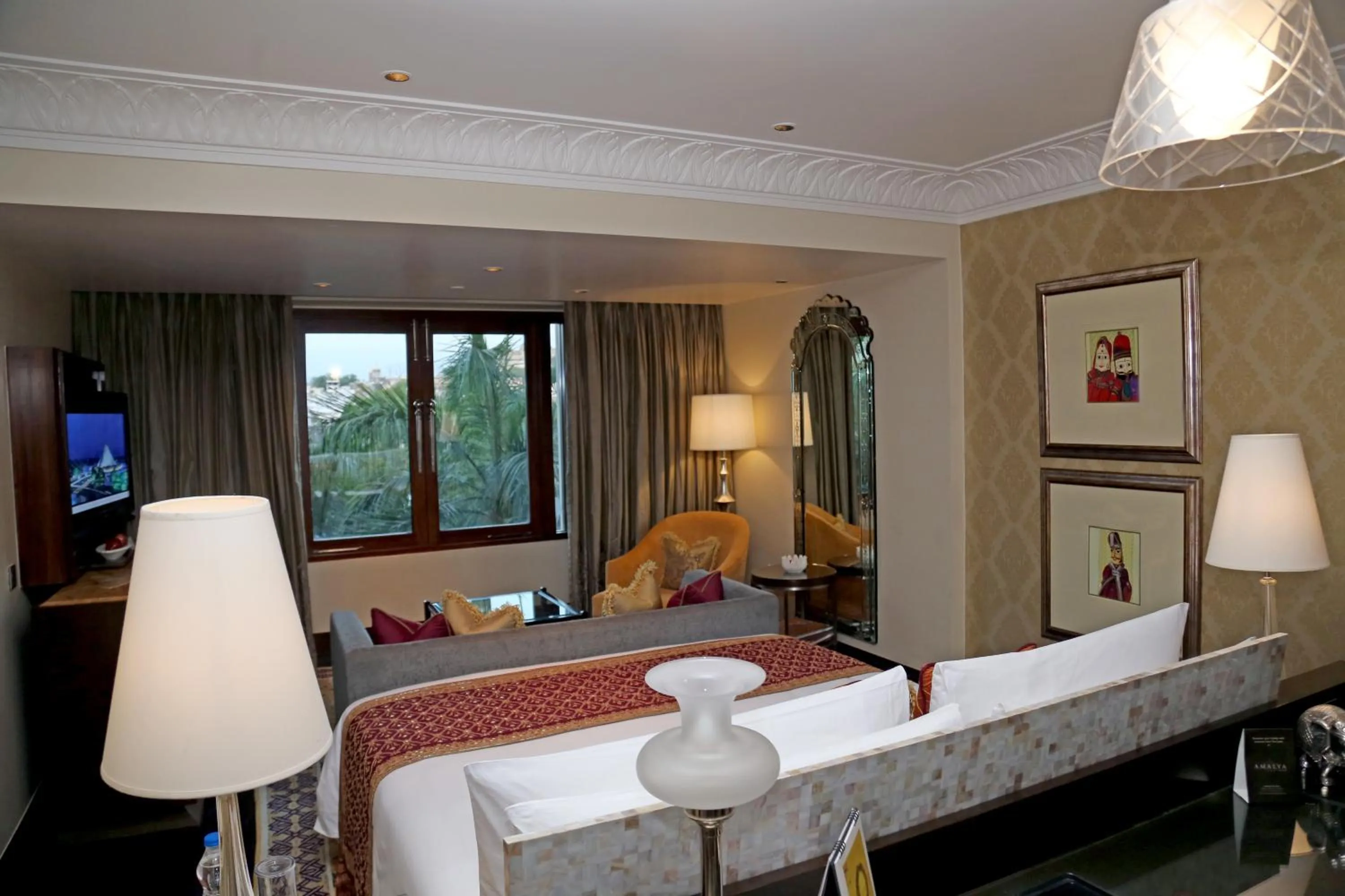 Decorative detail, Bed in The Leela Palace Udaipur