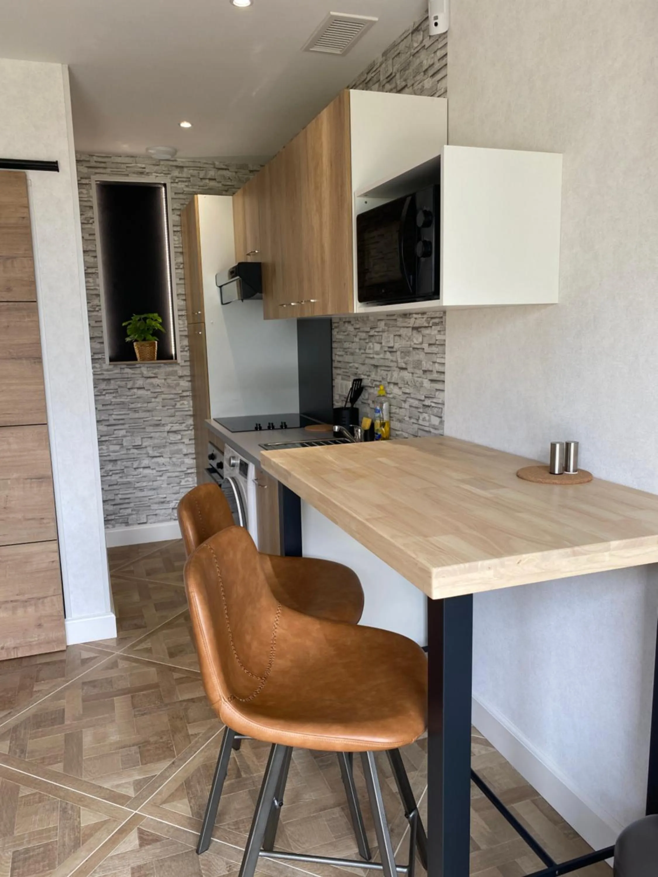 Kitchen or kitchenette in Chambres d'hôtes Villa Volcano