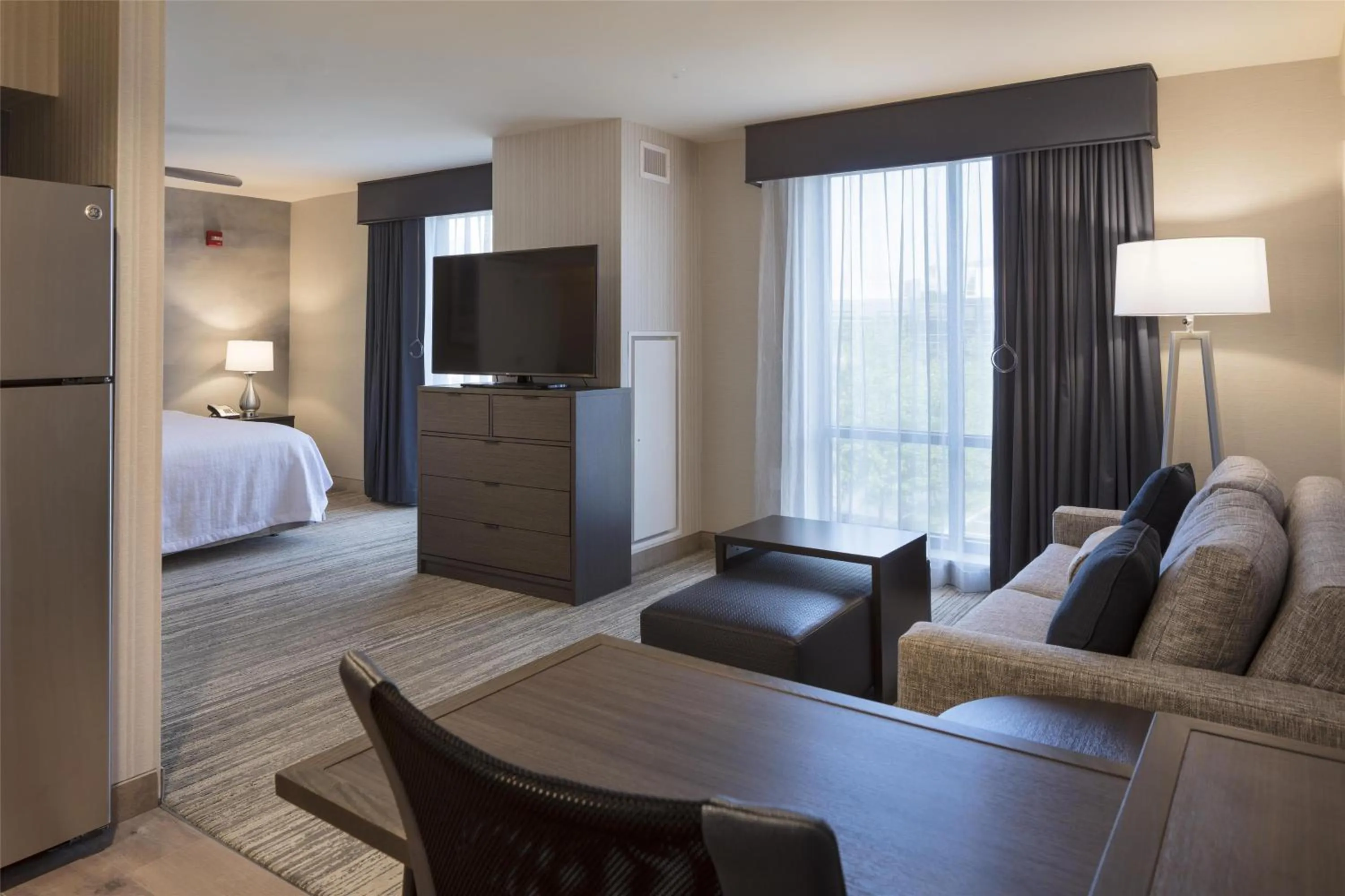 Living room, Bed in Homewood Suites by Hilton Needham Boston