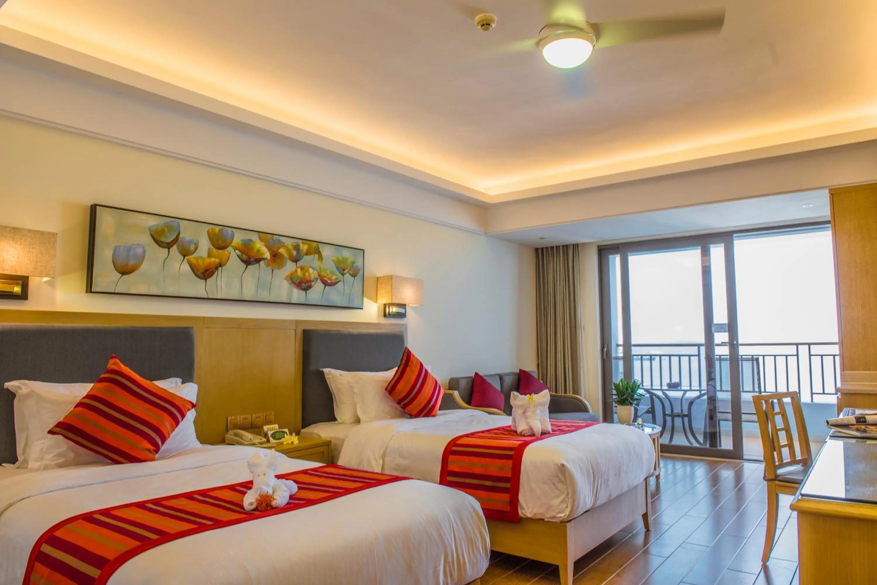 Bed in Tianze Beach Resort