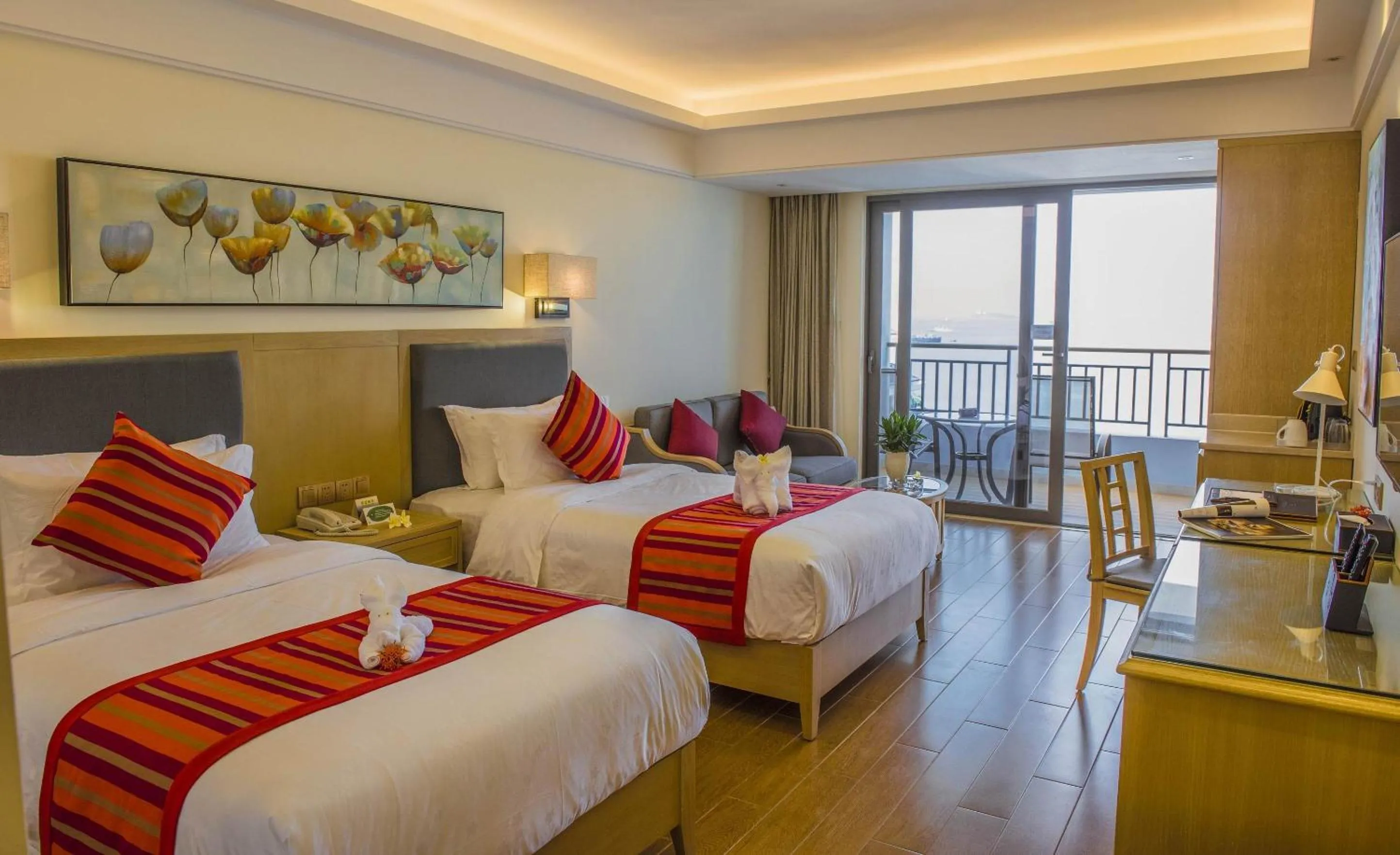 Bed in Tianze Beach Resort