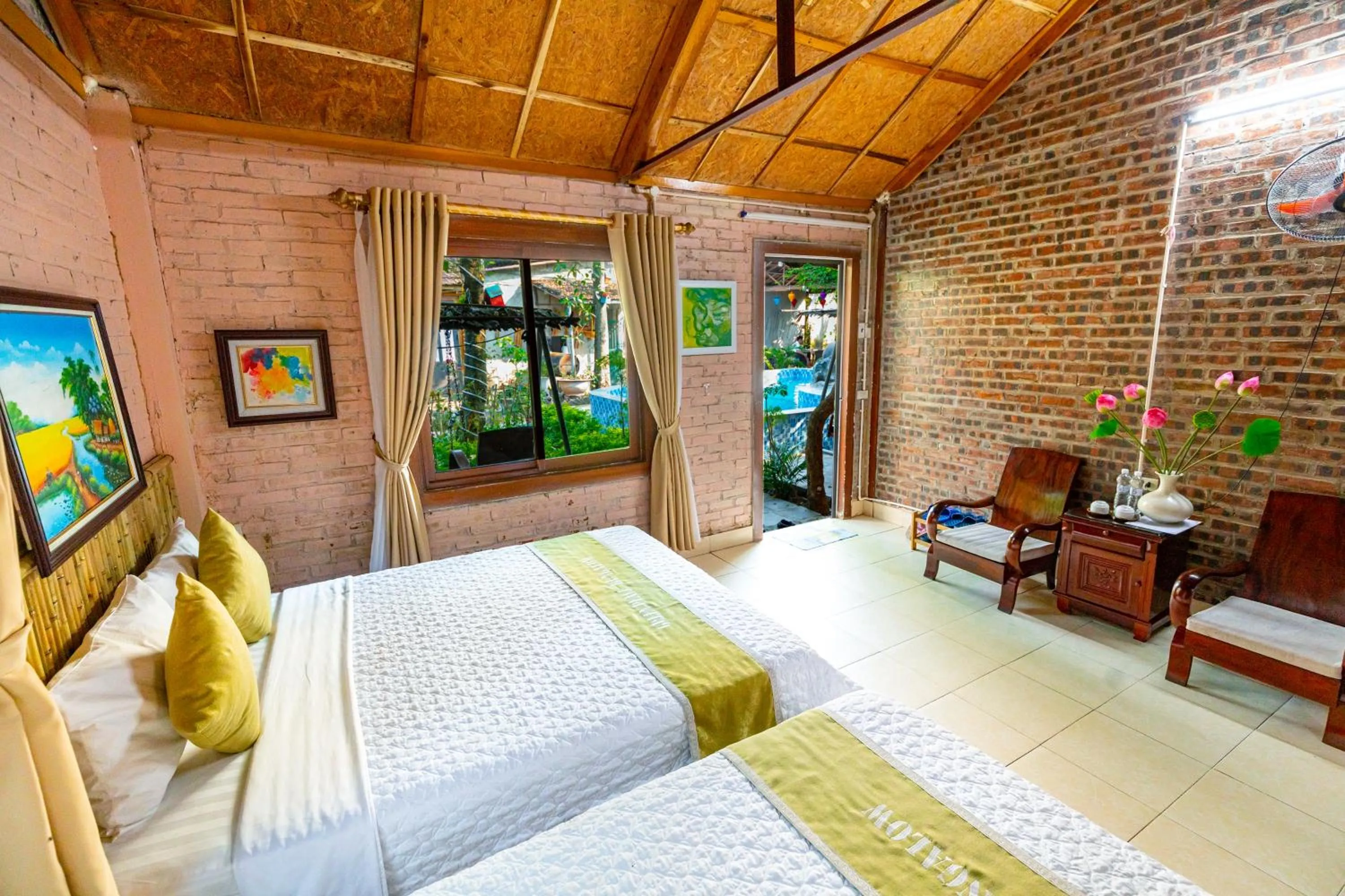 View (from property/room), Bed in Green Peace Bungalow