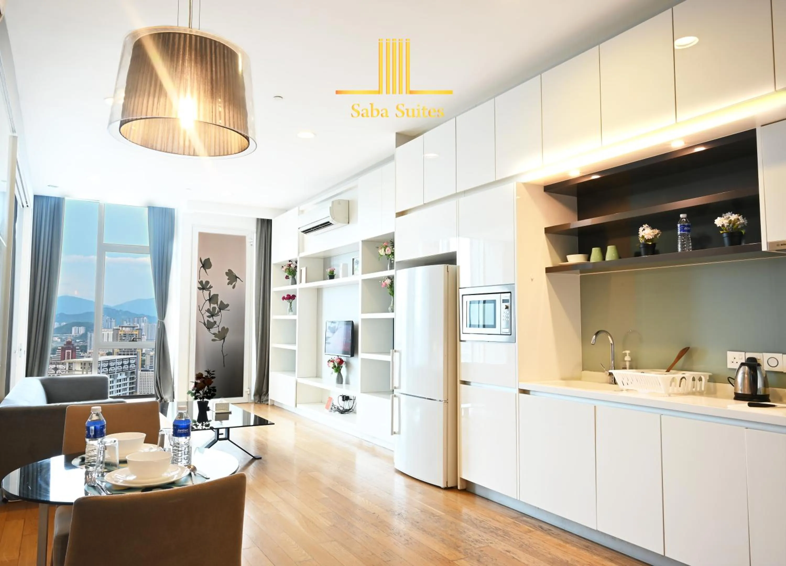 Living room, Kitchen/Kitchenette in Saba Suites at Platinum KLCC Bukit Bintang Kuala Lumpur