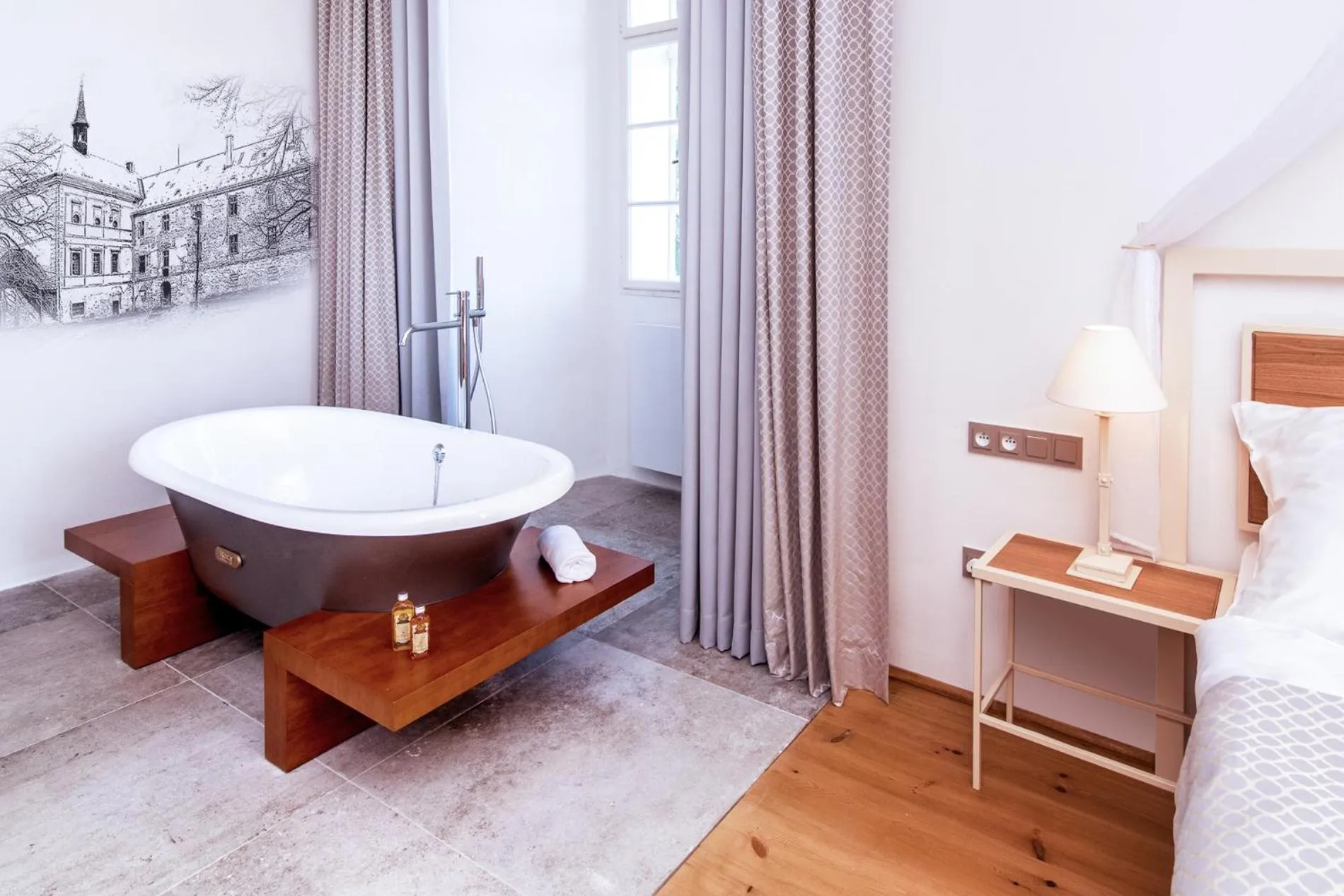 Bathroom, Bed in Hotel Zámek Svijany