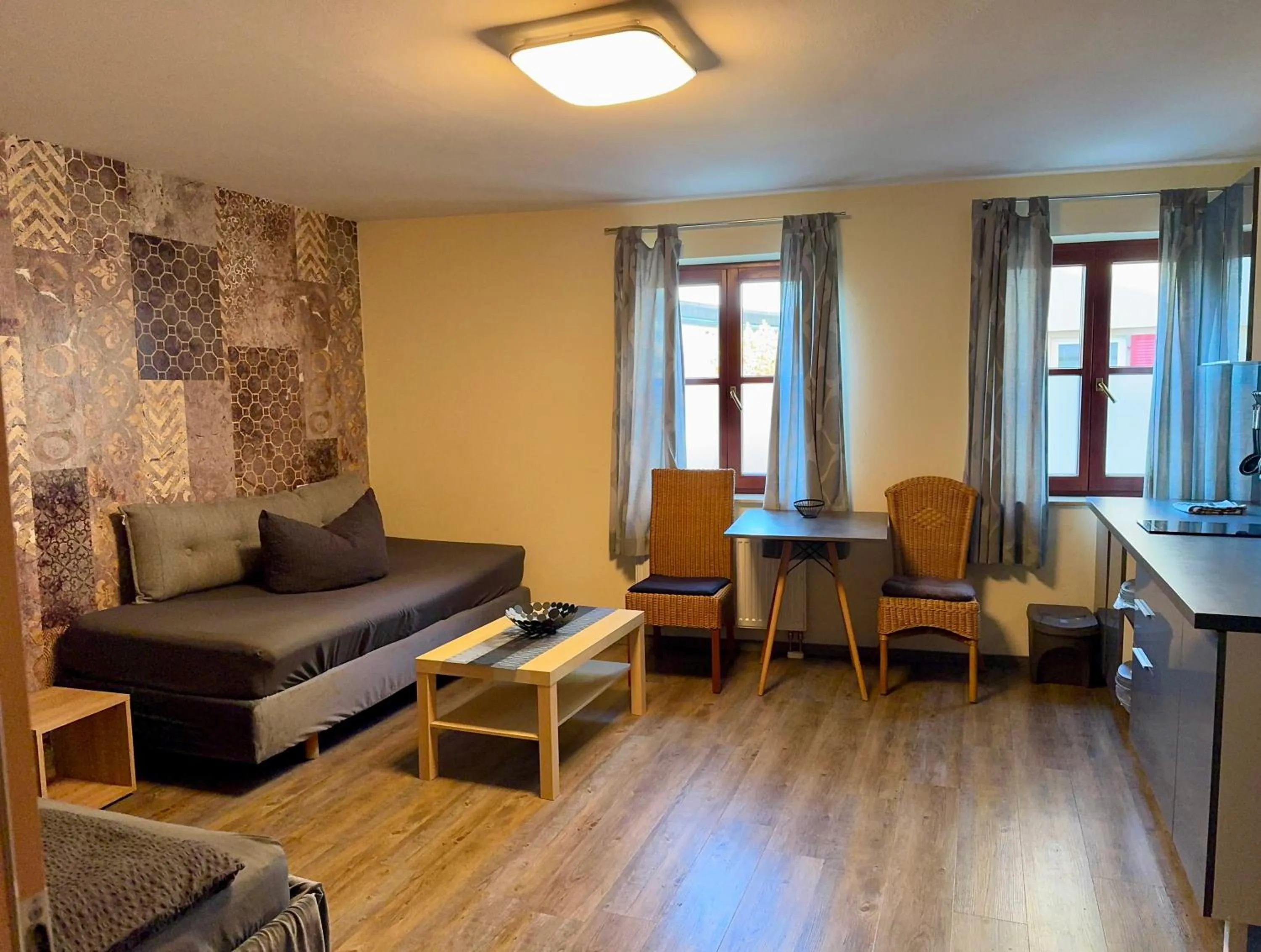 Living room in Hotel Mythos "rooms with kitchenette- apartments with kitchen"