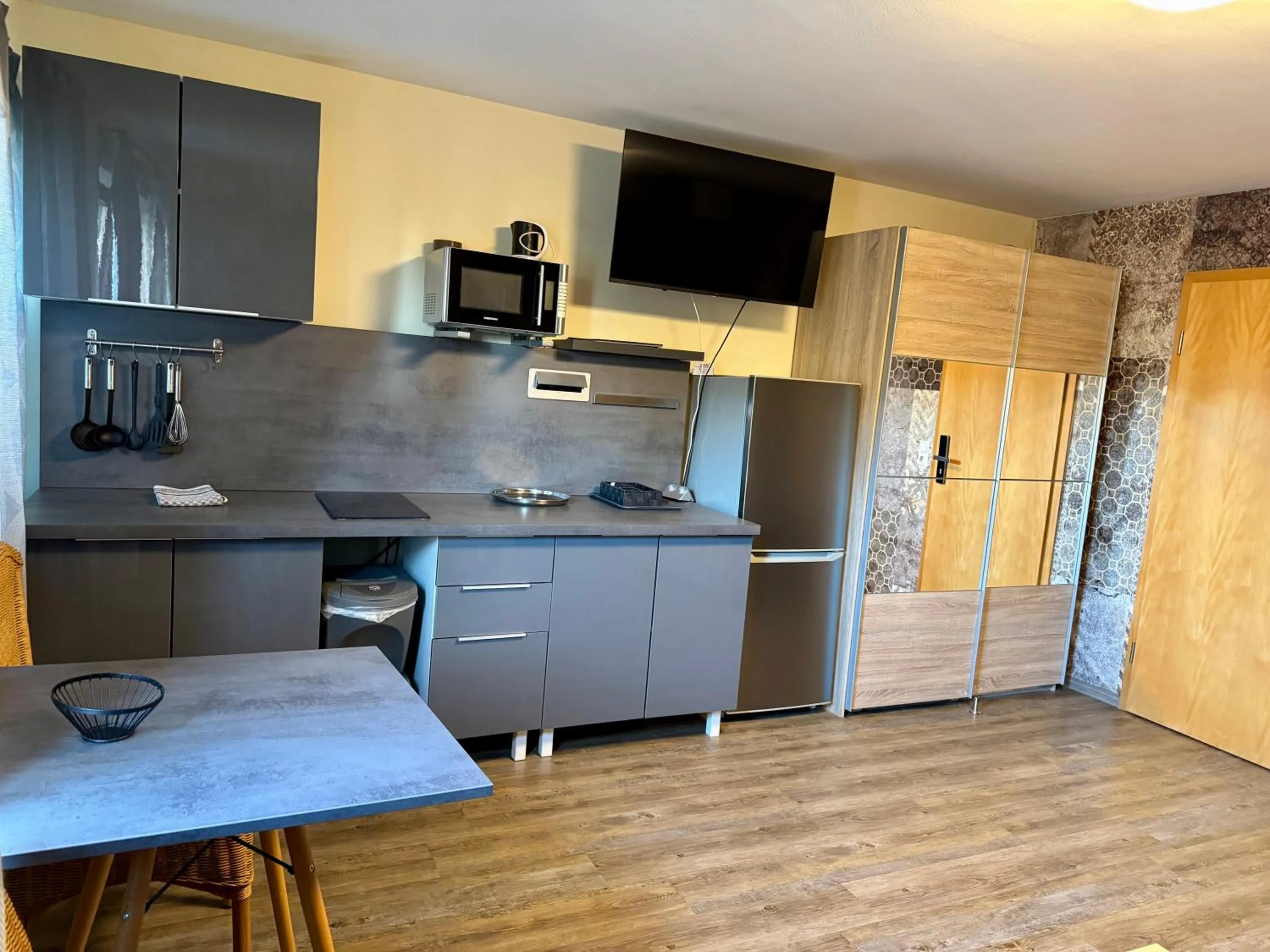 Kitchen or kitchenette in Hotel Mythos "rooms with kitchenette- apartments with kitchen"