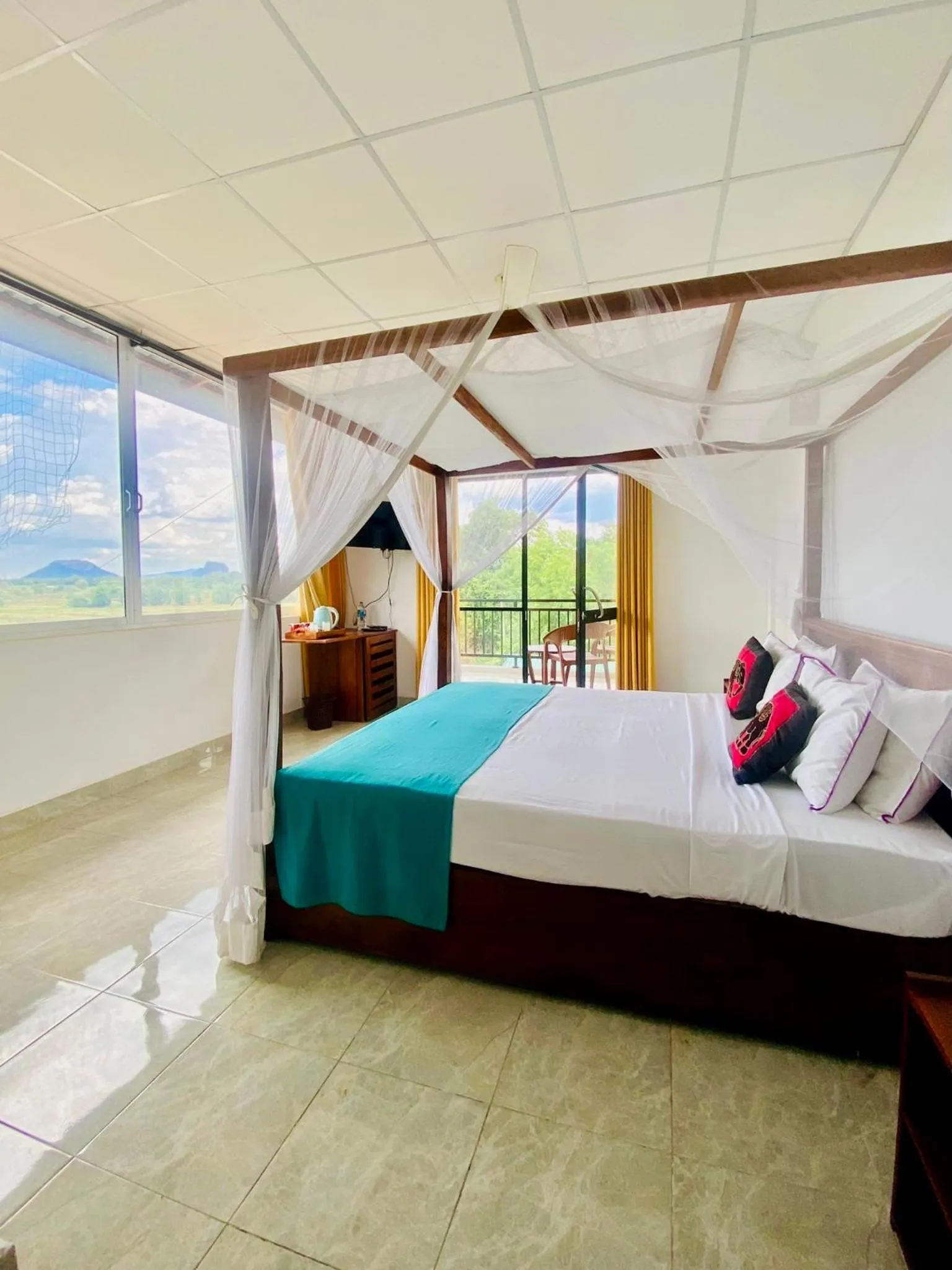 Natural landscape, Bed in Organic Garden Resort Sigiriya