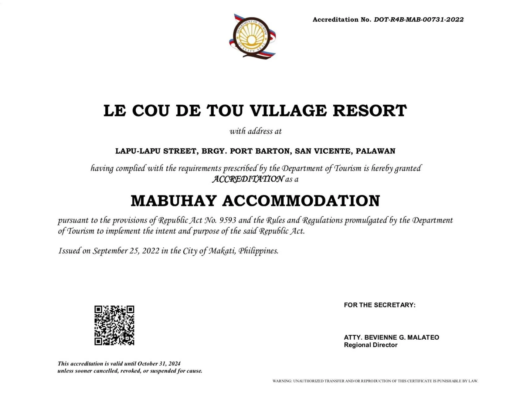 Property building in Le Cou de Tou Village Resort