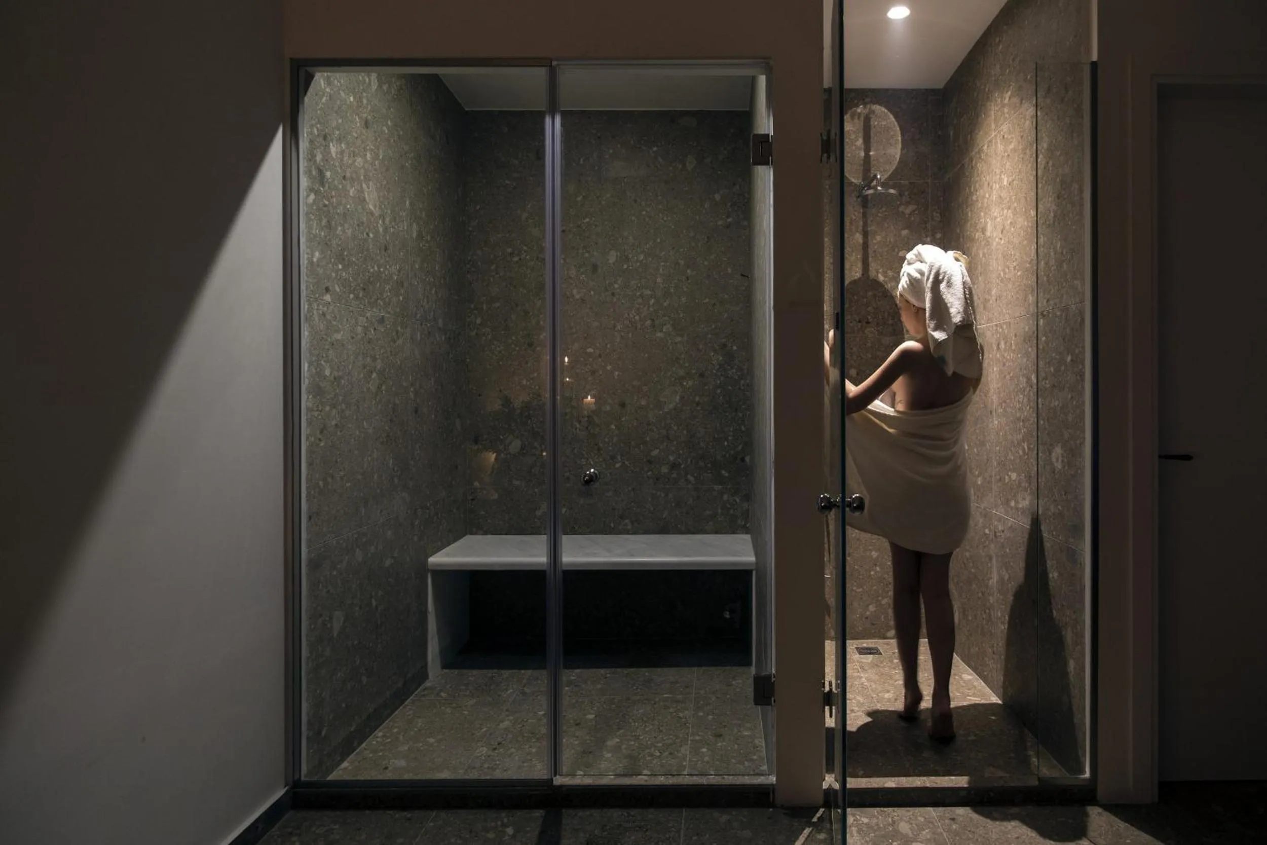 Steam room in Ftelia Bay Boutique Hotel