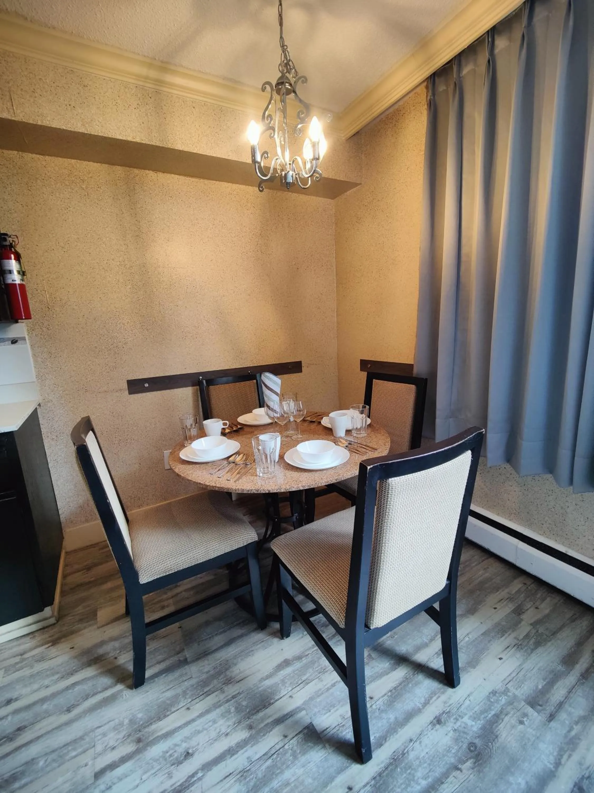 Seating area in Divya Sutra Suites on Robson Downtown Vancouver