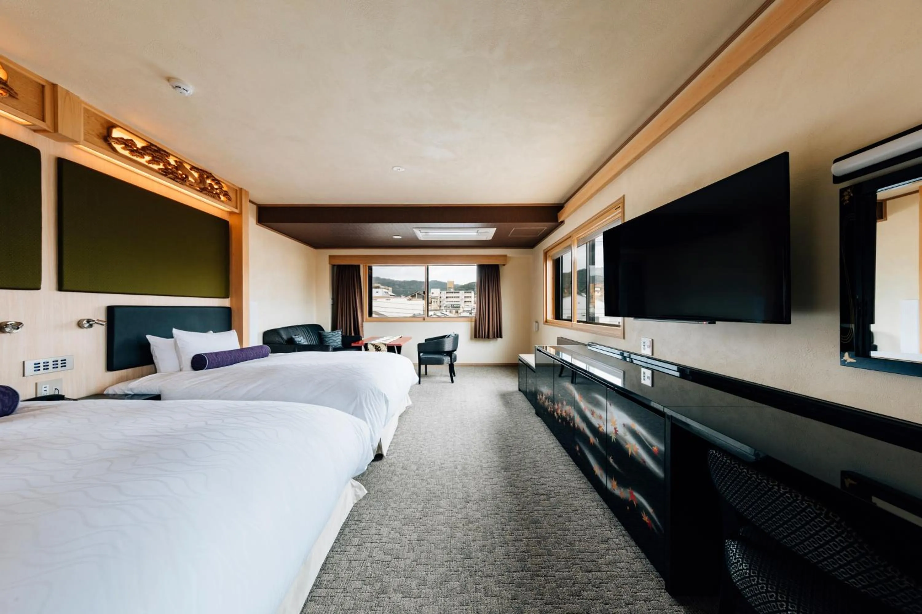 View (from property/room), Bed in Hotel Alza Kyoto