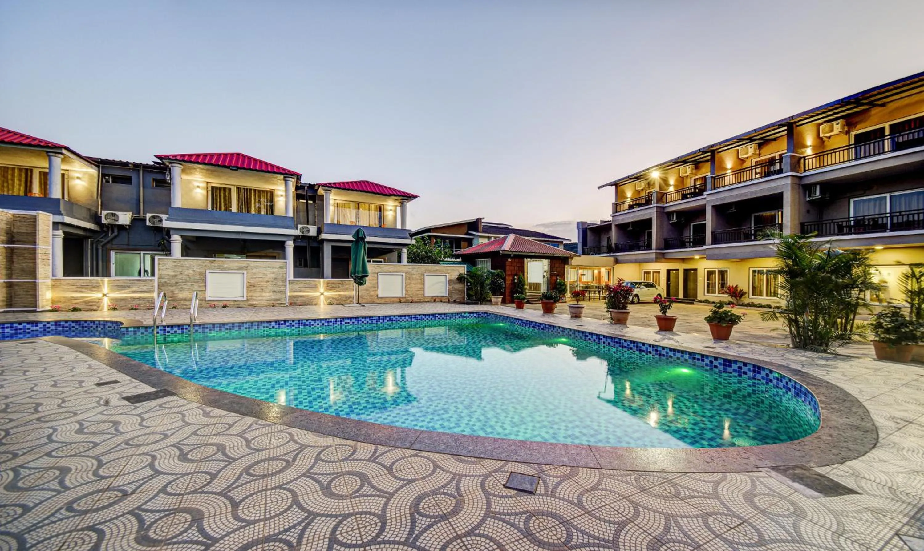 Pool view in Treebo JP Cottage