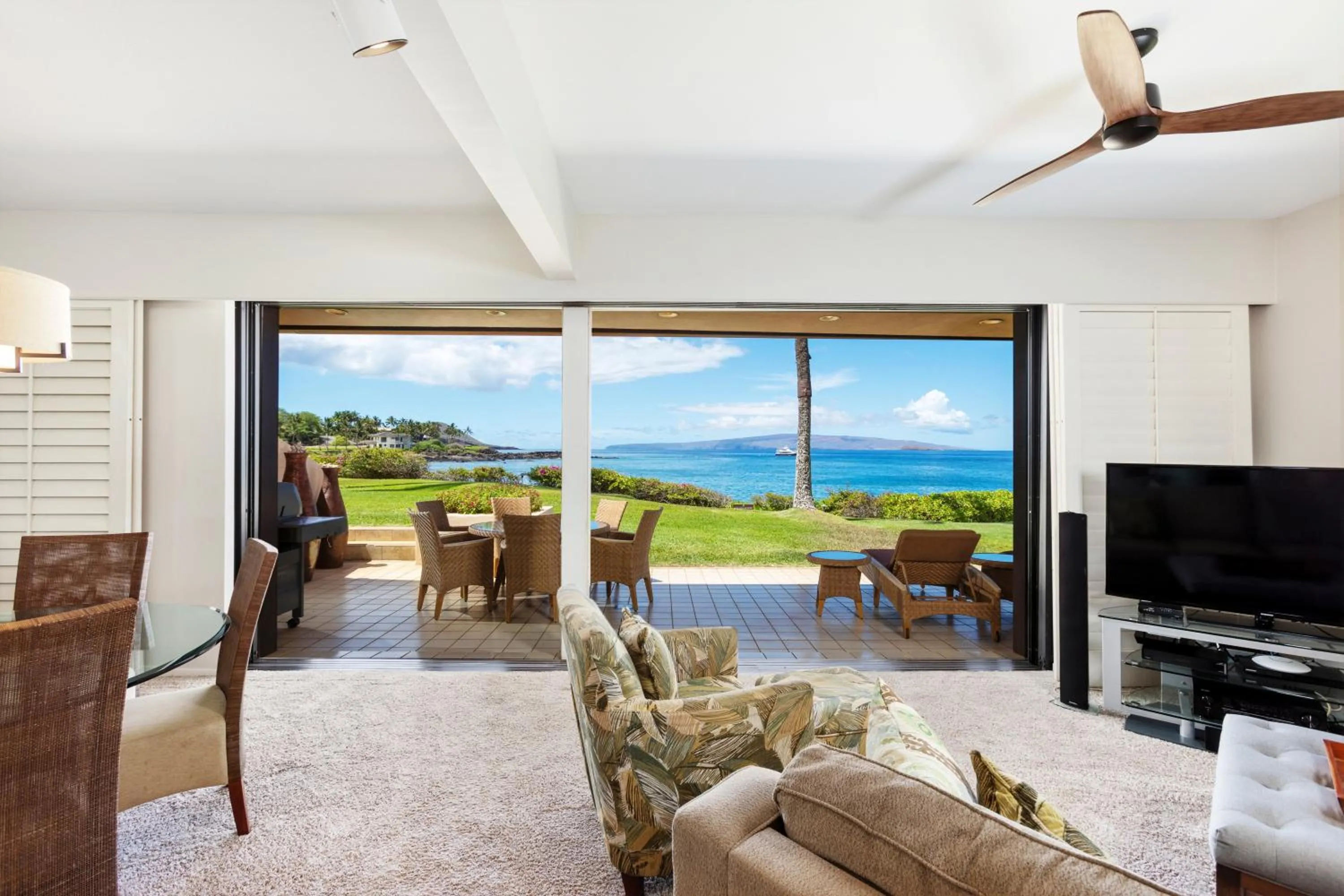 Living room in Makena Surf- CoralTree Residence Collection