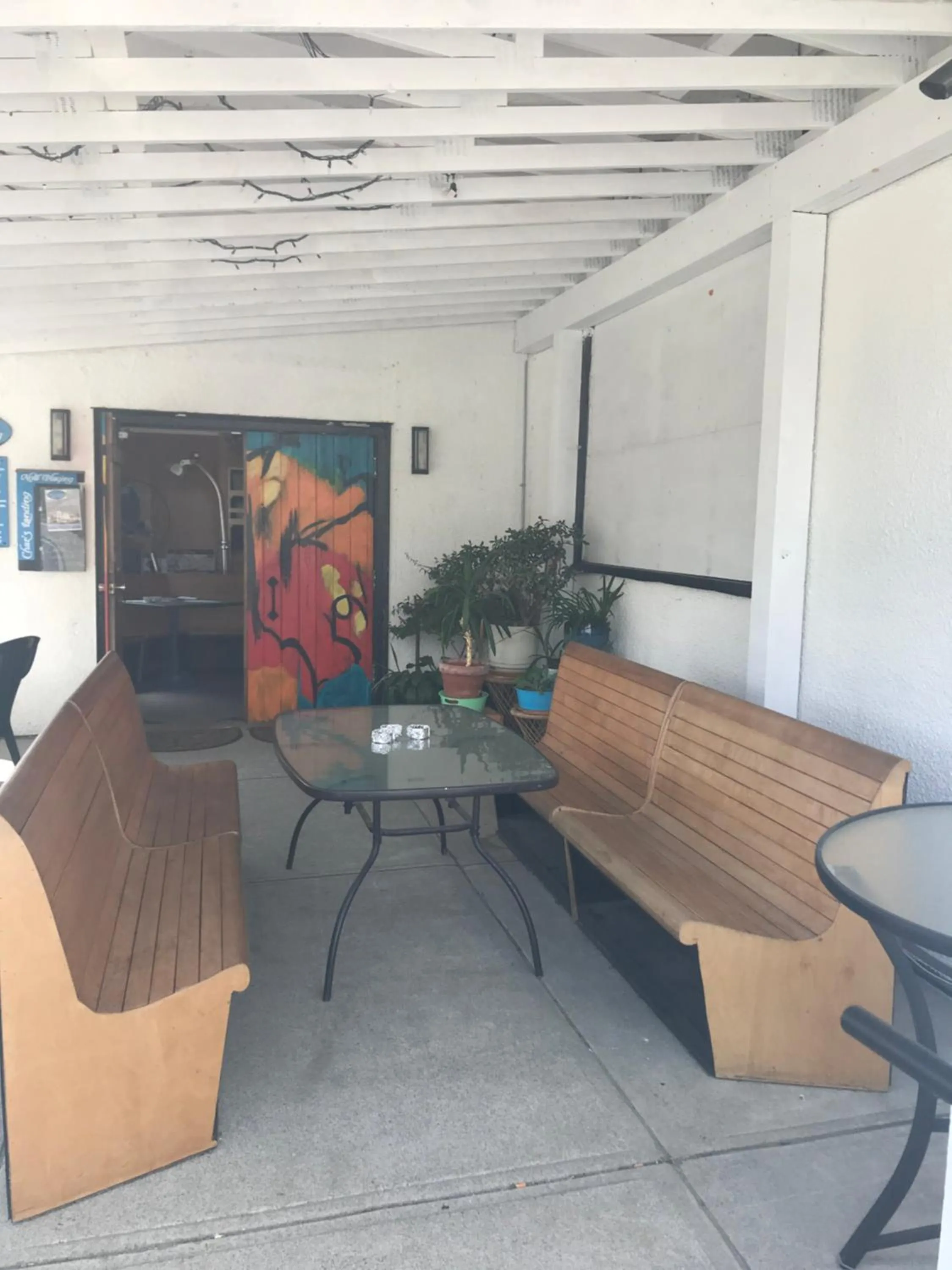 Patio in Char's Landing Hostel