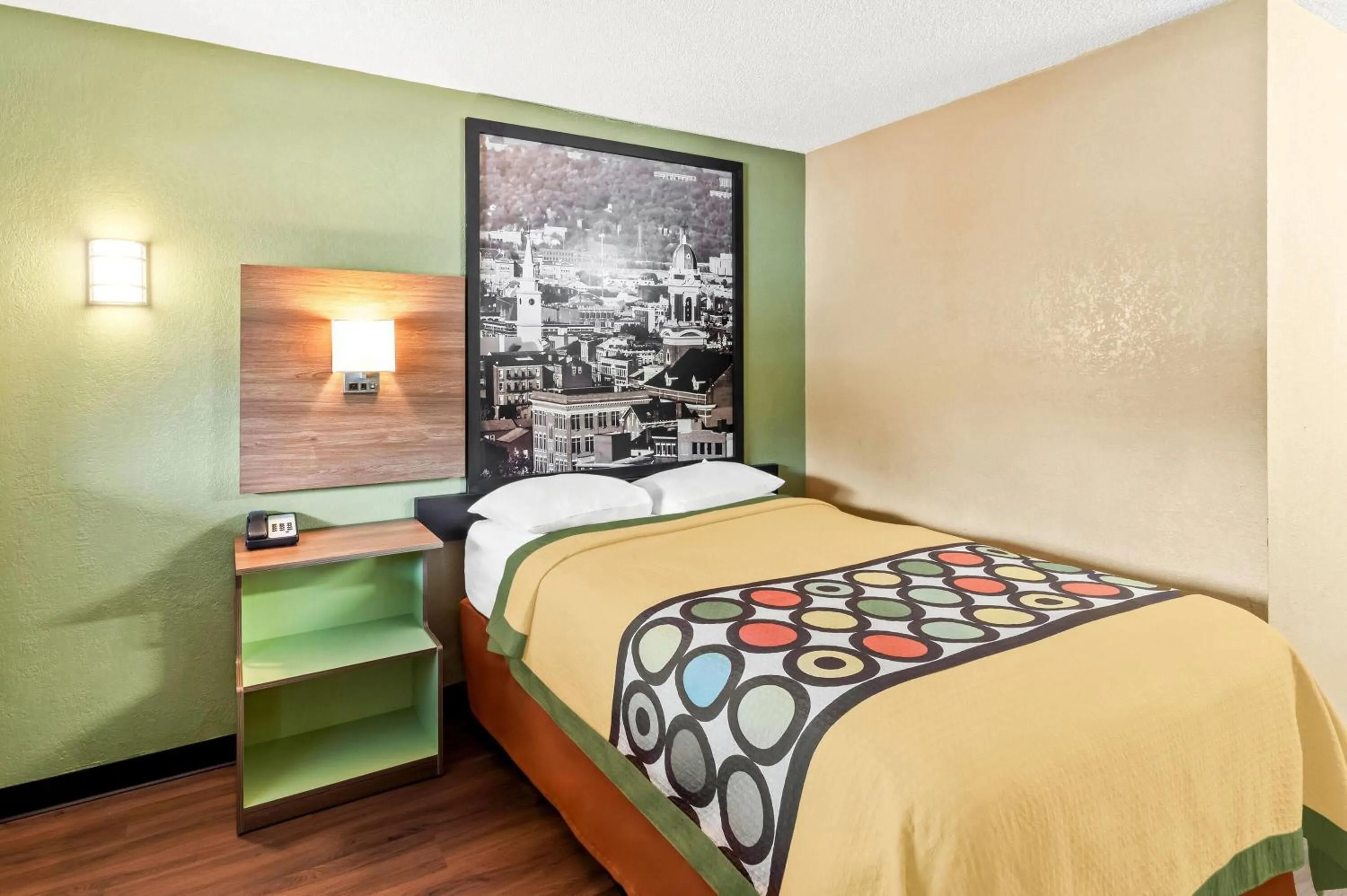 Bed in Super 8 by Wyndham Cincinnati-Springdale OH