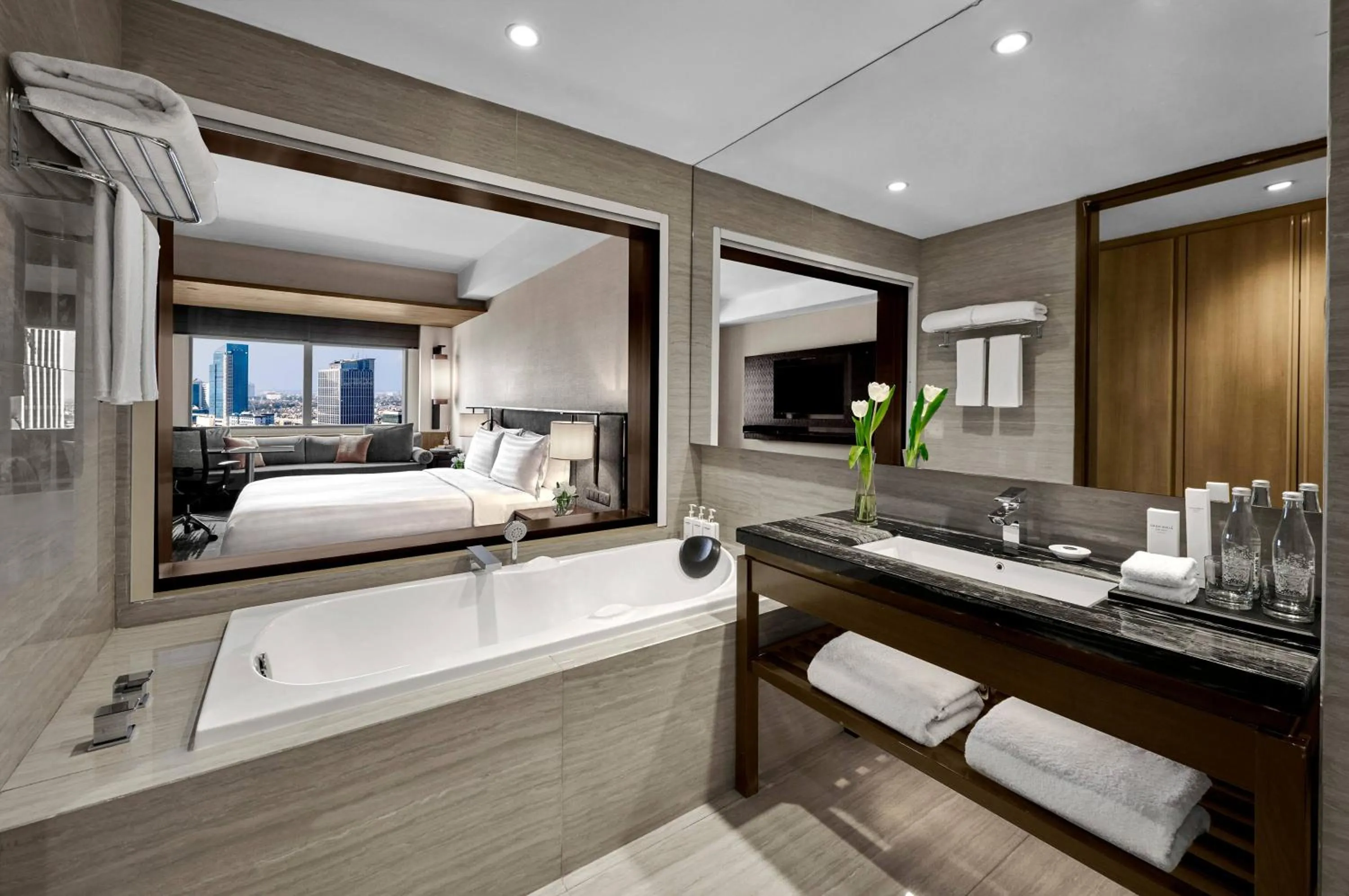 Bathroom, Bed in Gran Melia Jakarta