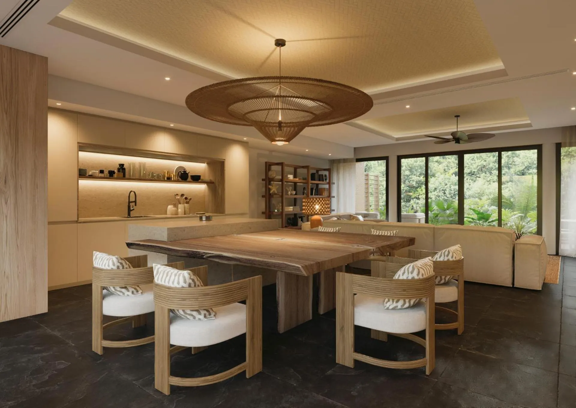 Seating area in Banyan Tree Mayakoba