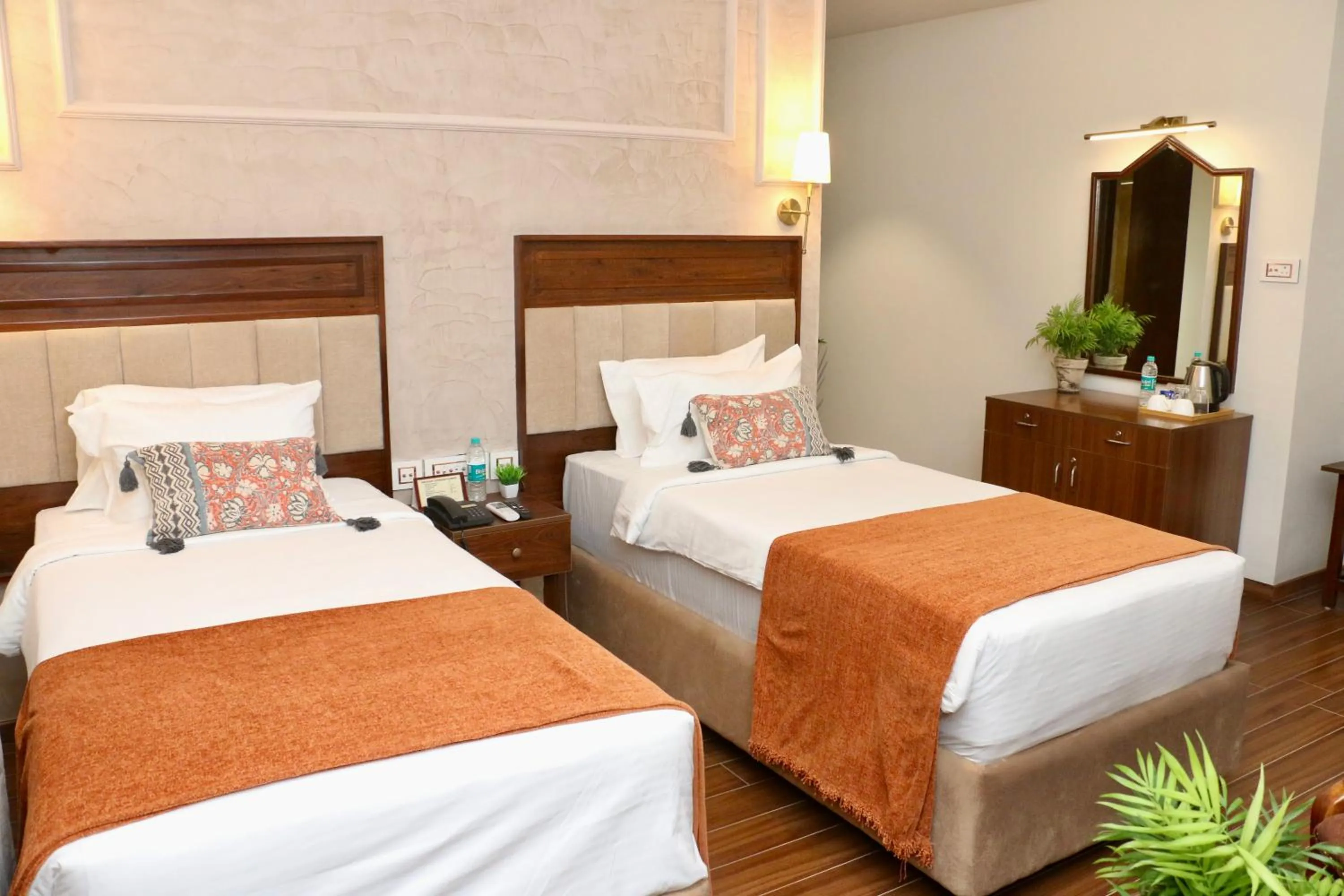 Bed in Nalapad's Hotel Bangalore International