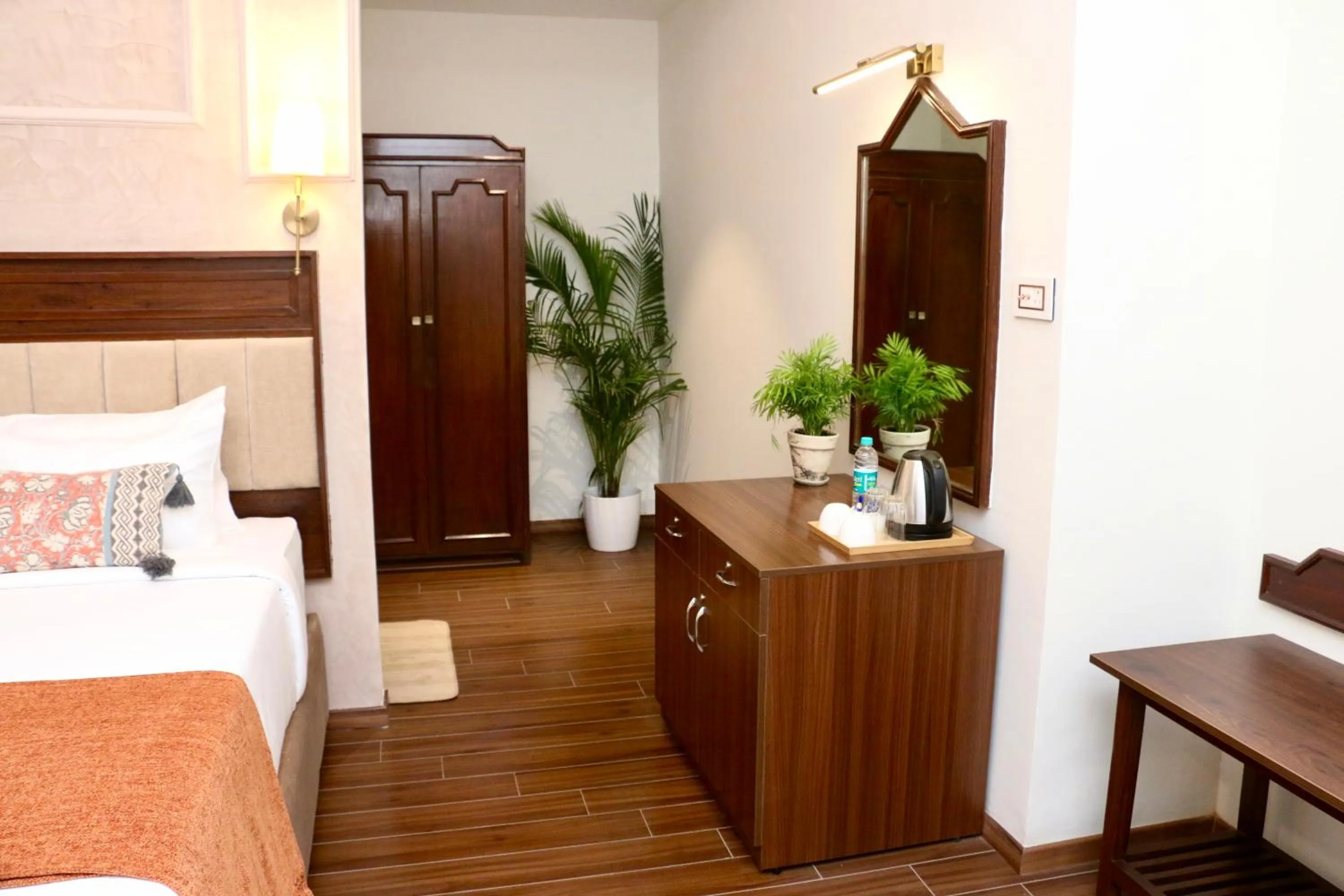 Bed in Nalapad's Hotel Bangalore International