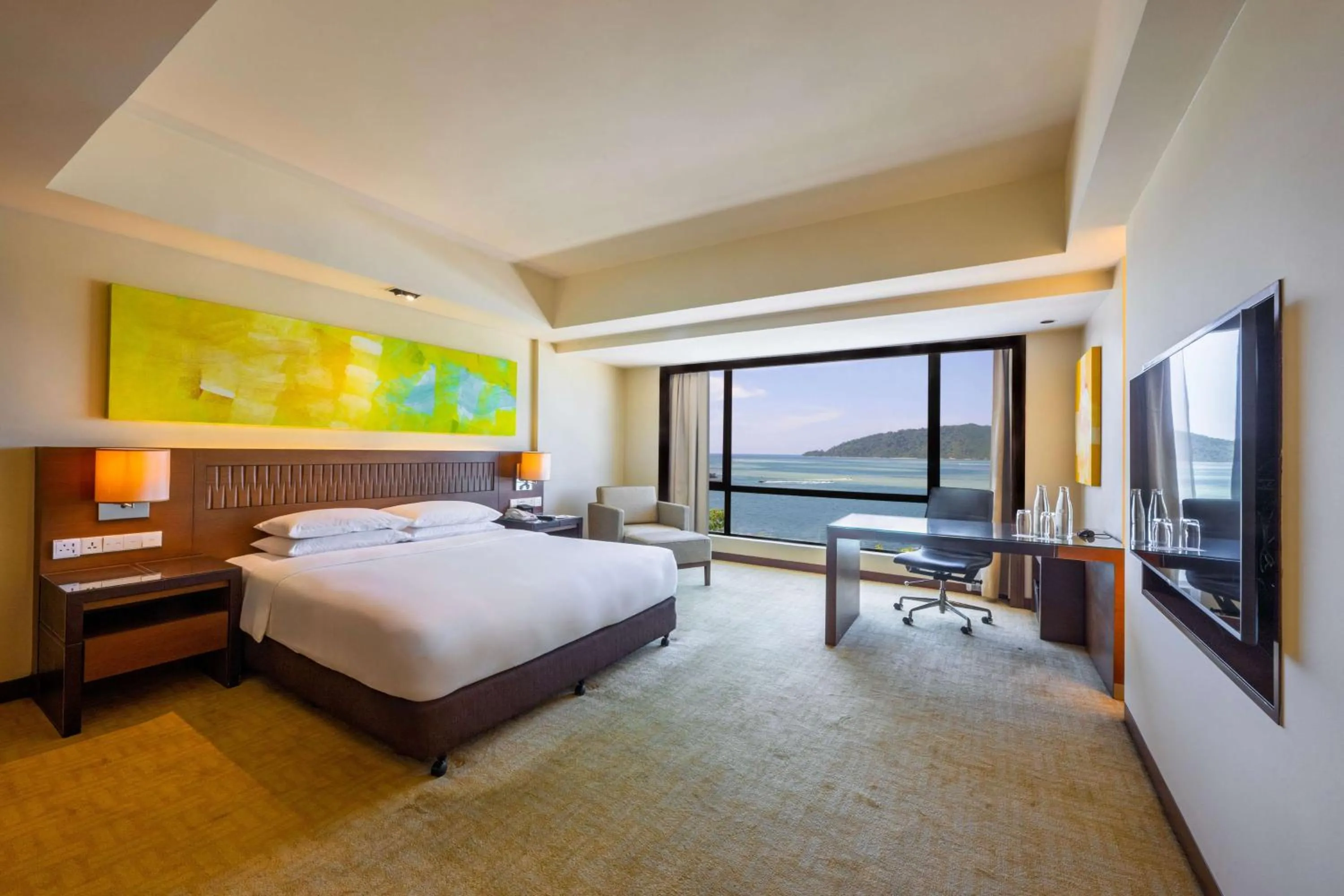 View (from property/room), Bed in Hyatt Regency Kinabalu