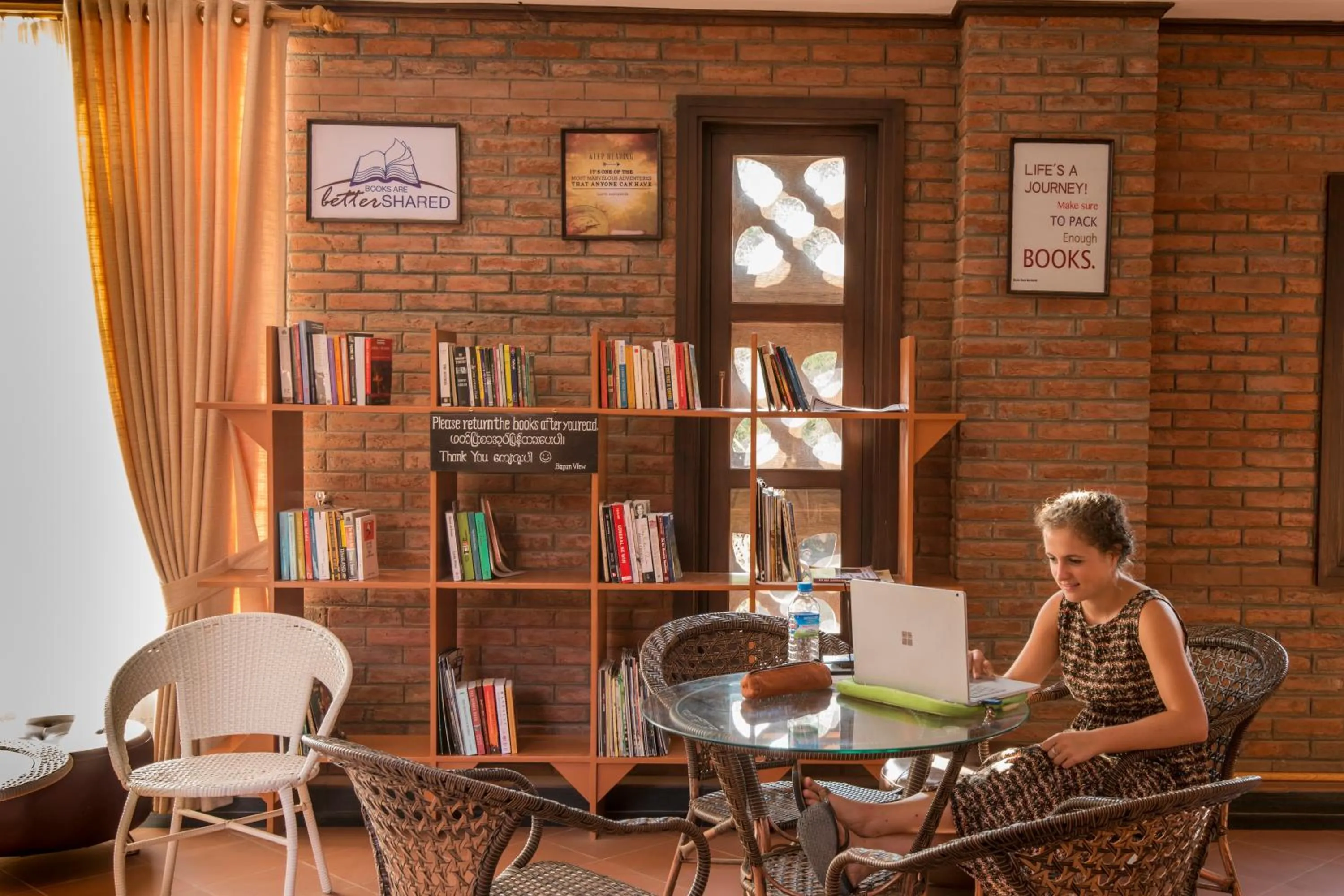 Library in Bagan View Hotel
