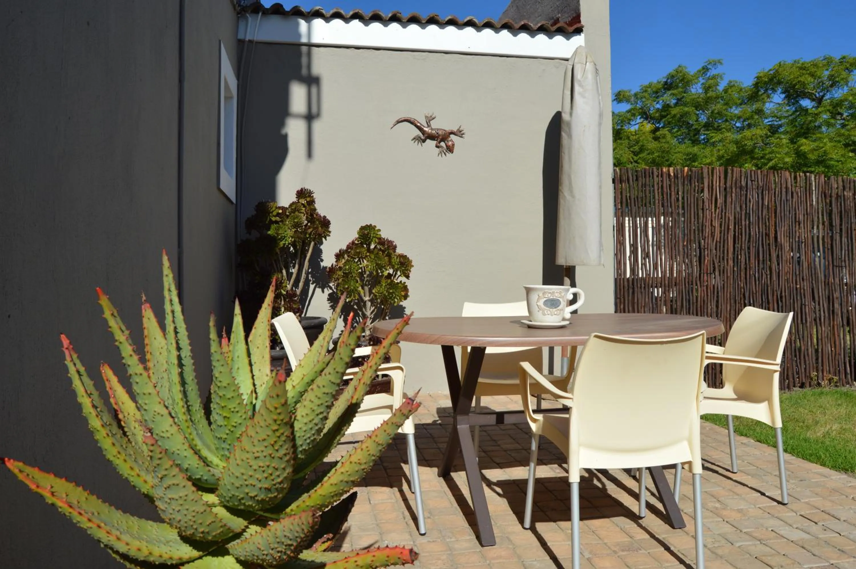 Balcony/Terrace in African Palm Cottage and Guesthouse