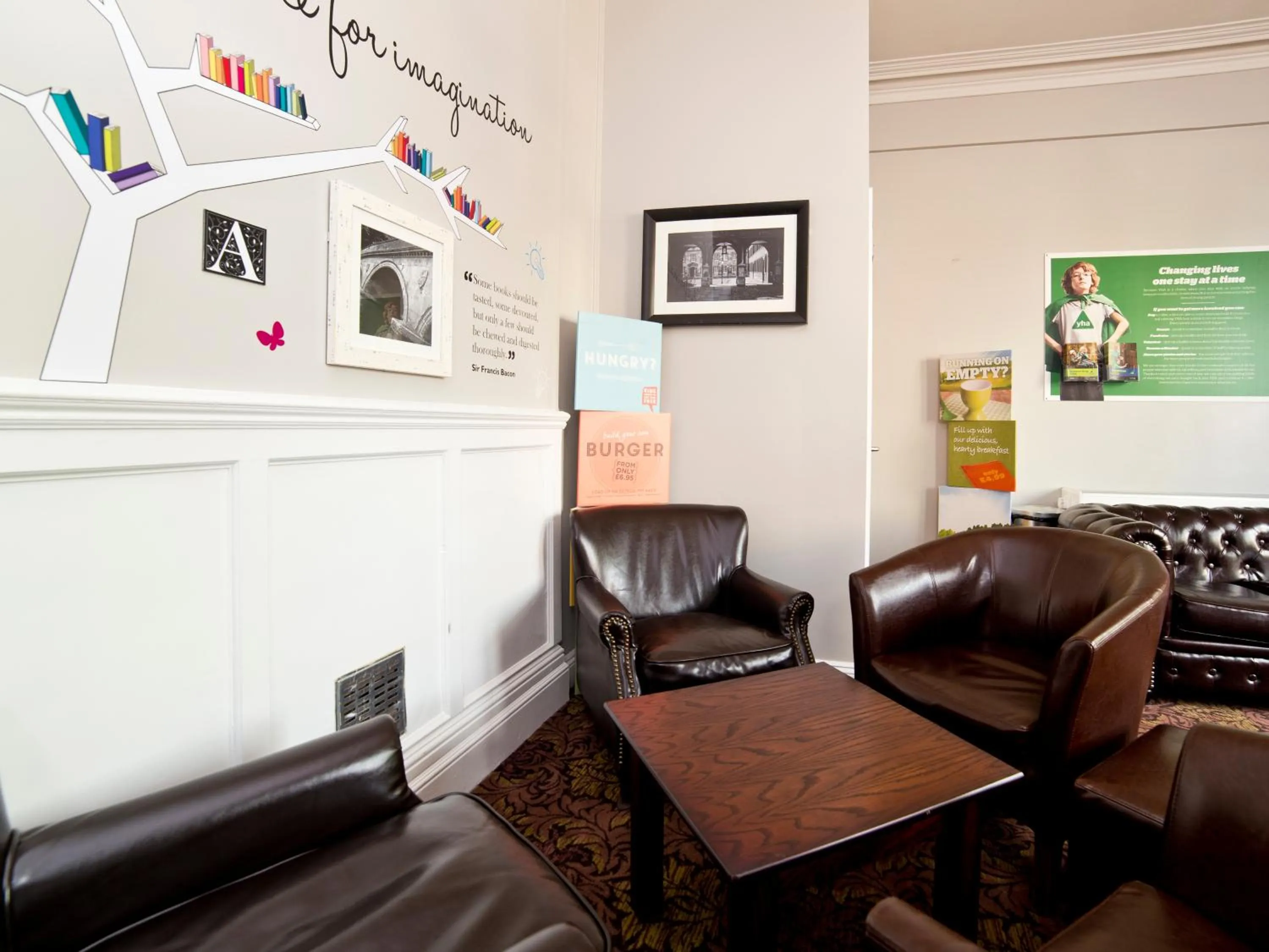Seating area in YHA Cambridge