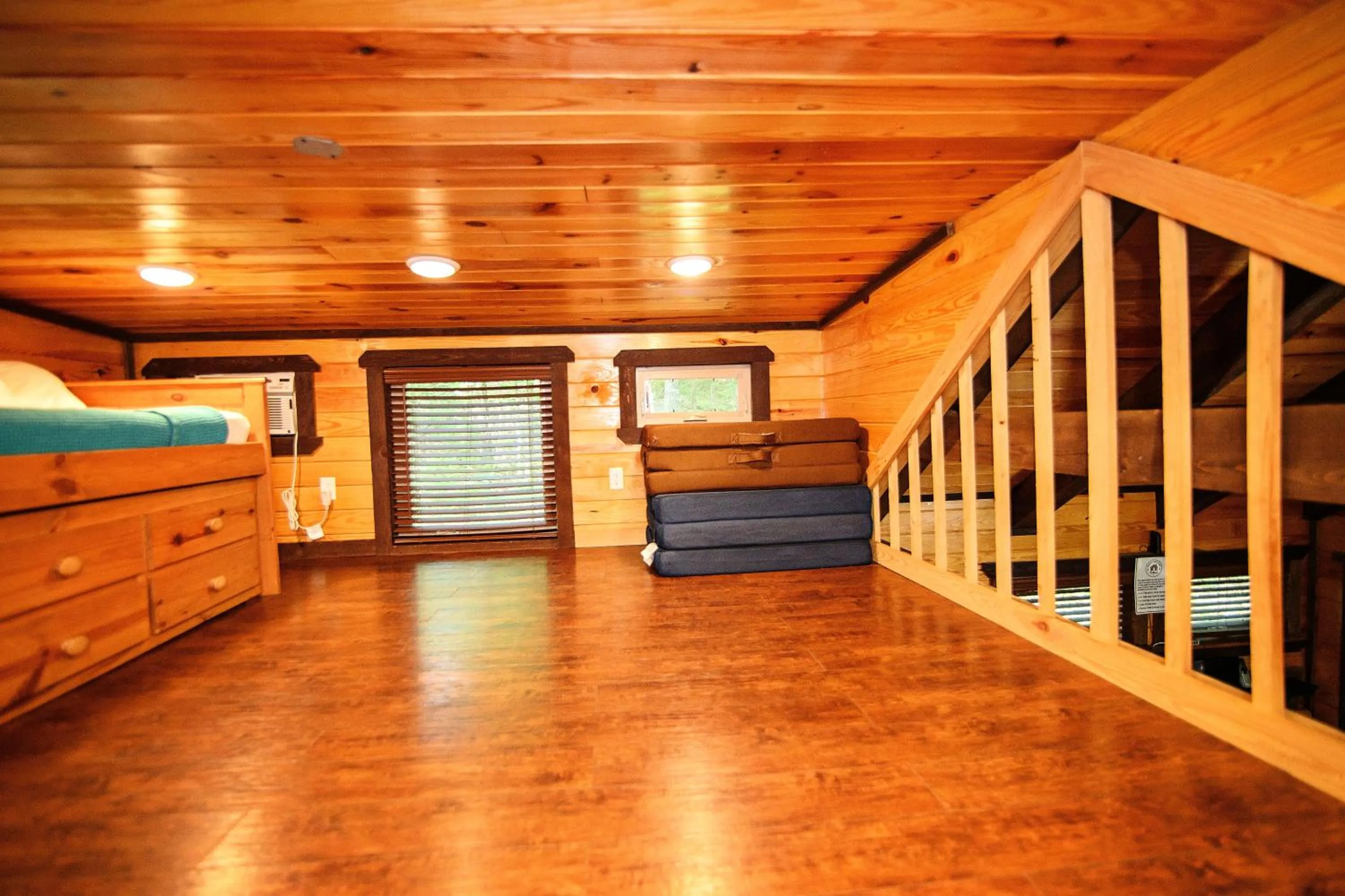 Bed in The Codex - Parker Creek Bend Cabins