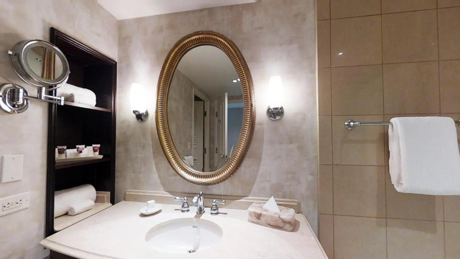 Bathroom in Caesars New Orleans, A Caesars Destination