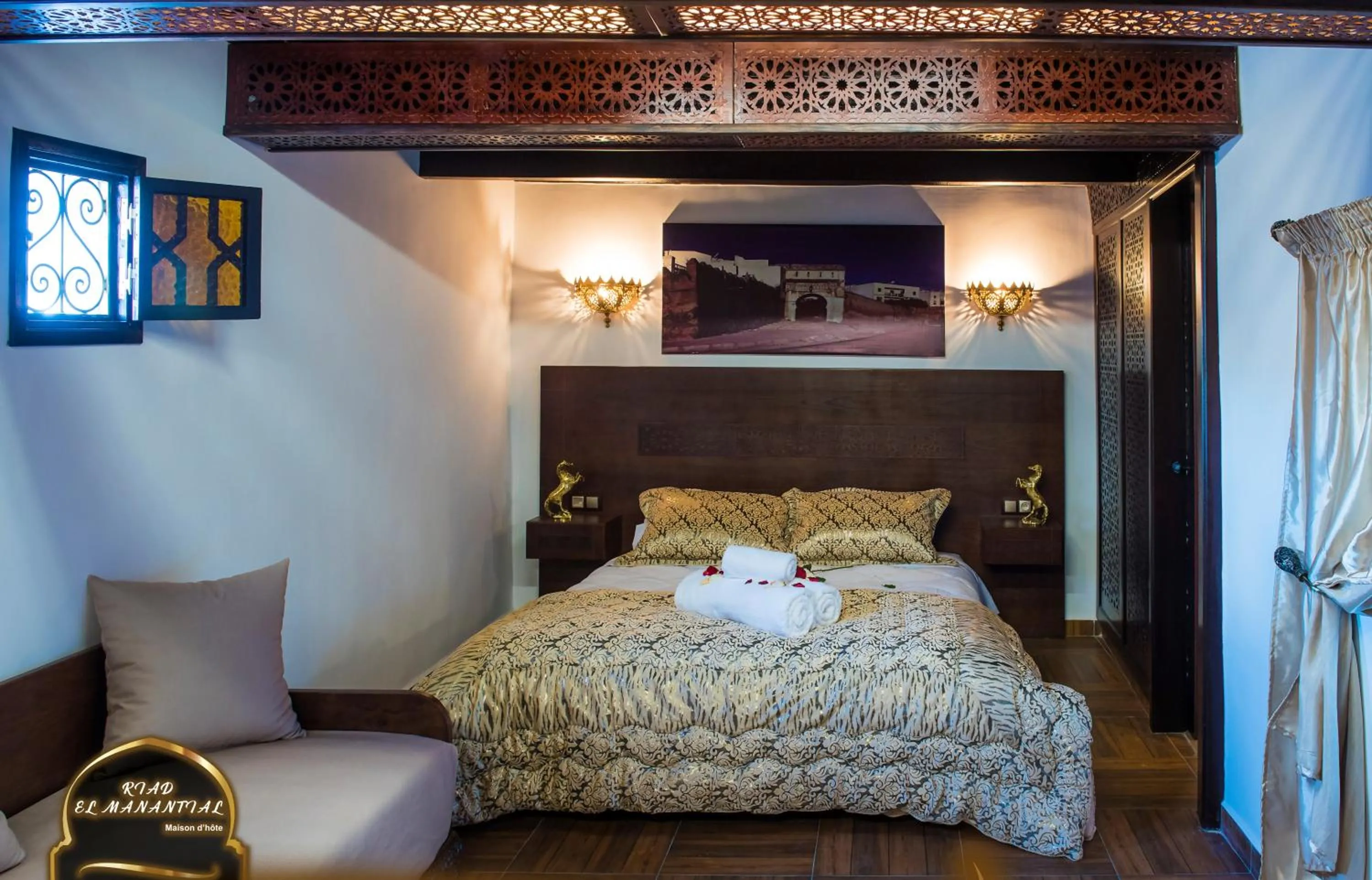 Bed in Riad EL Manantial,Dar Hajjaj,Patrimonio del SXIX