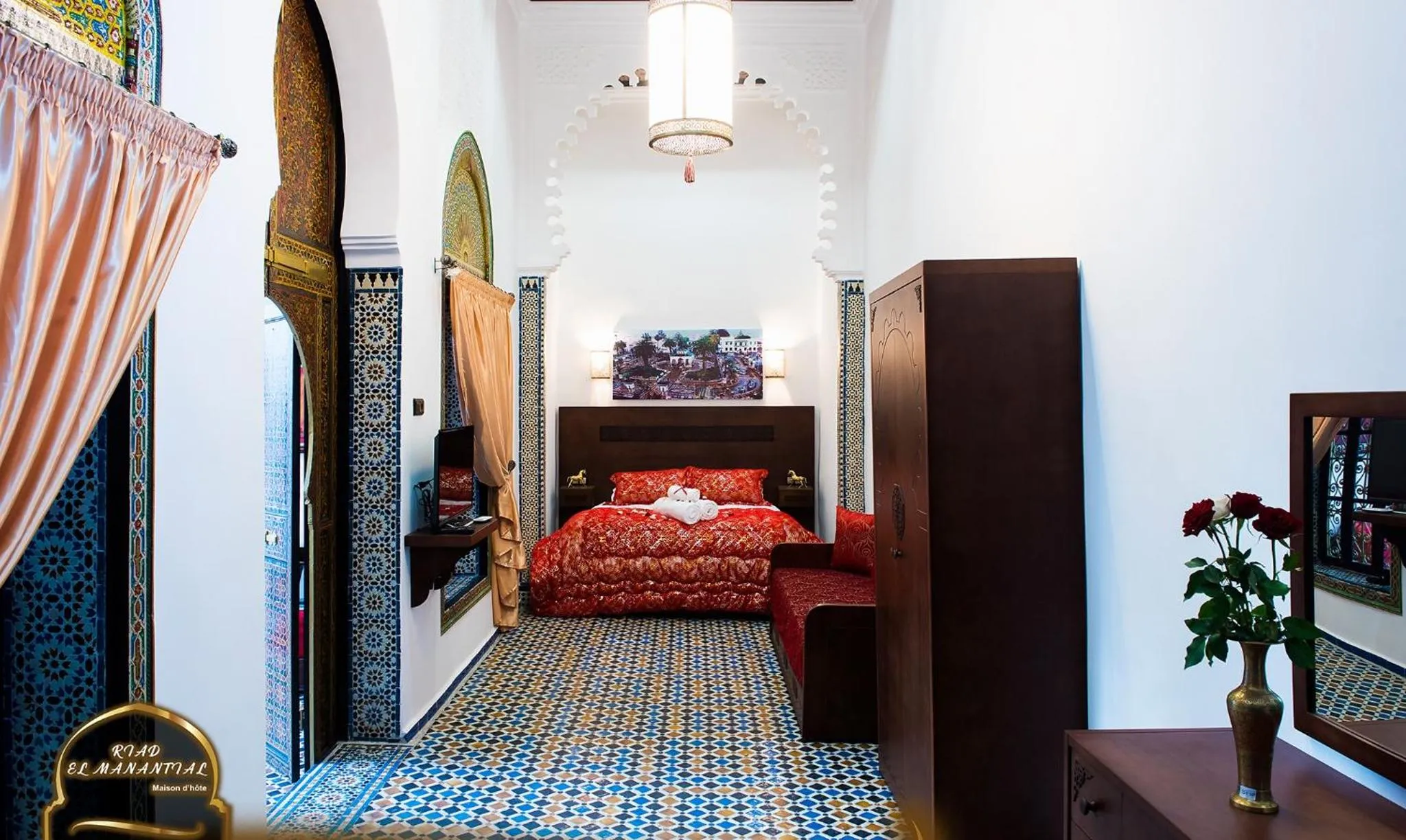 Bed in Riad EL Manantial,Dar Hajjaj,Patrimonio del SXIX