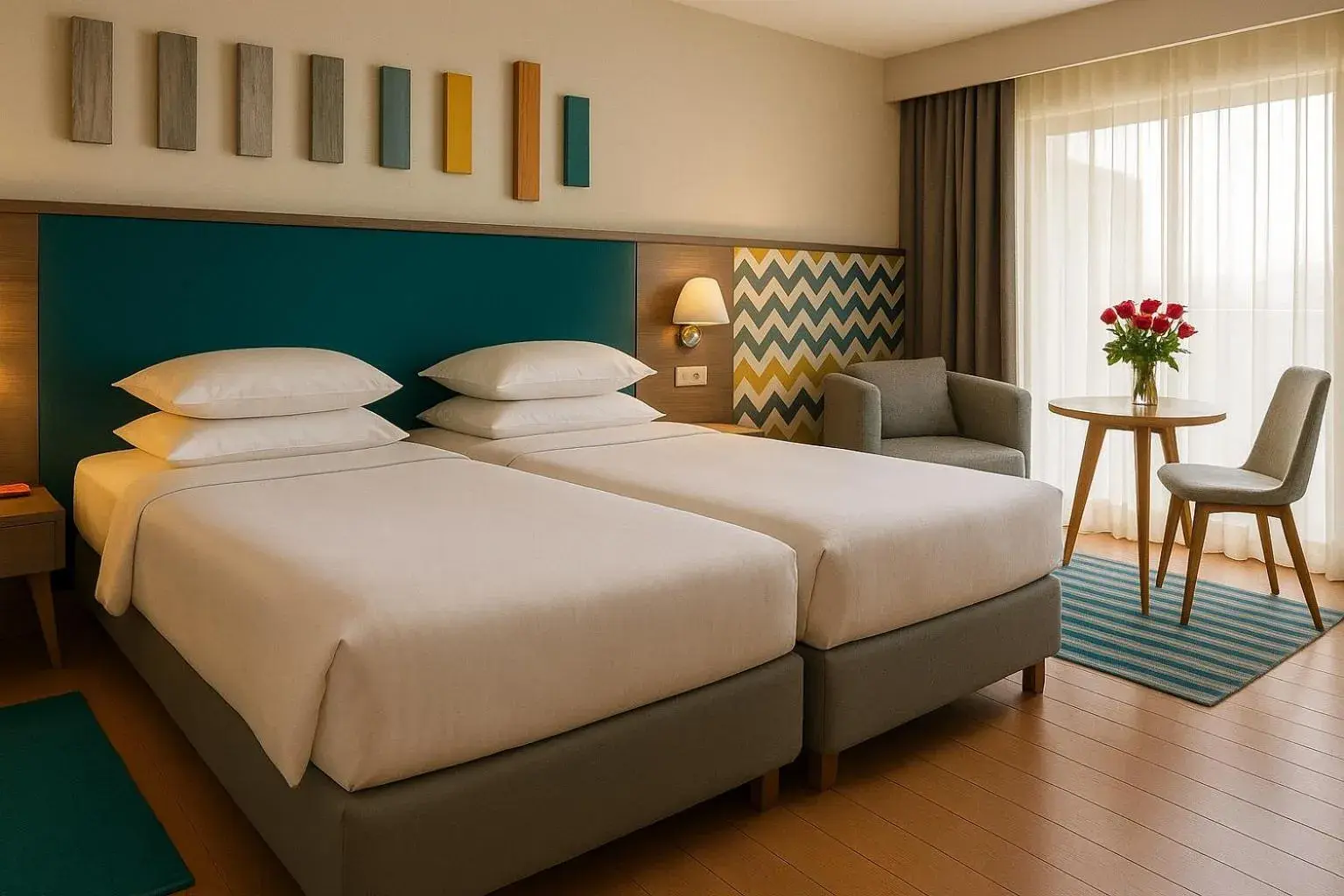 Guest room, 2 Twin/Single Bed(s), City view, Balcony - single occupancy in Sousse Pearl Marriott Resort & Spa Guest room, 2 Twin/Single Bed(s), City view, Balcony - single occupancy in Sousse Pearl Marriott Resort & Spa