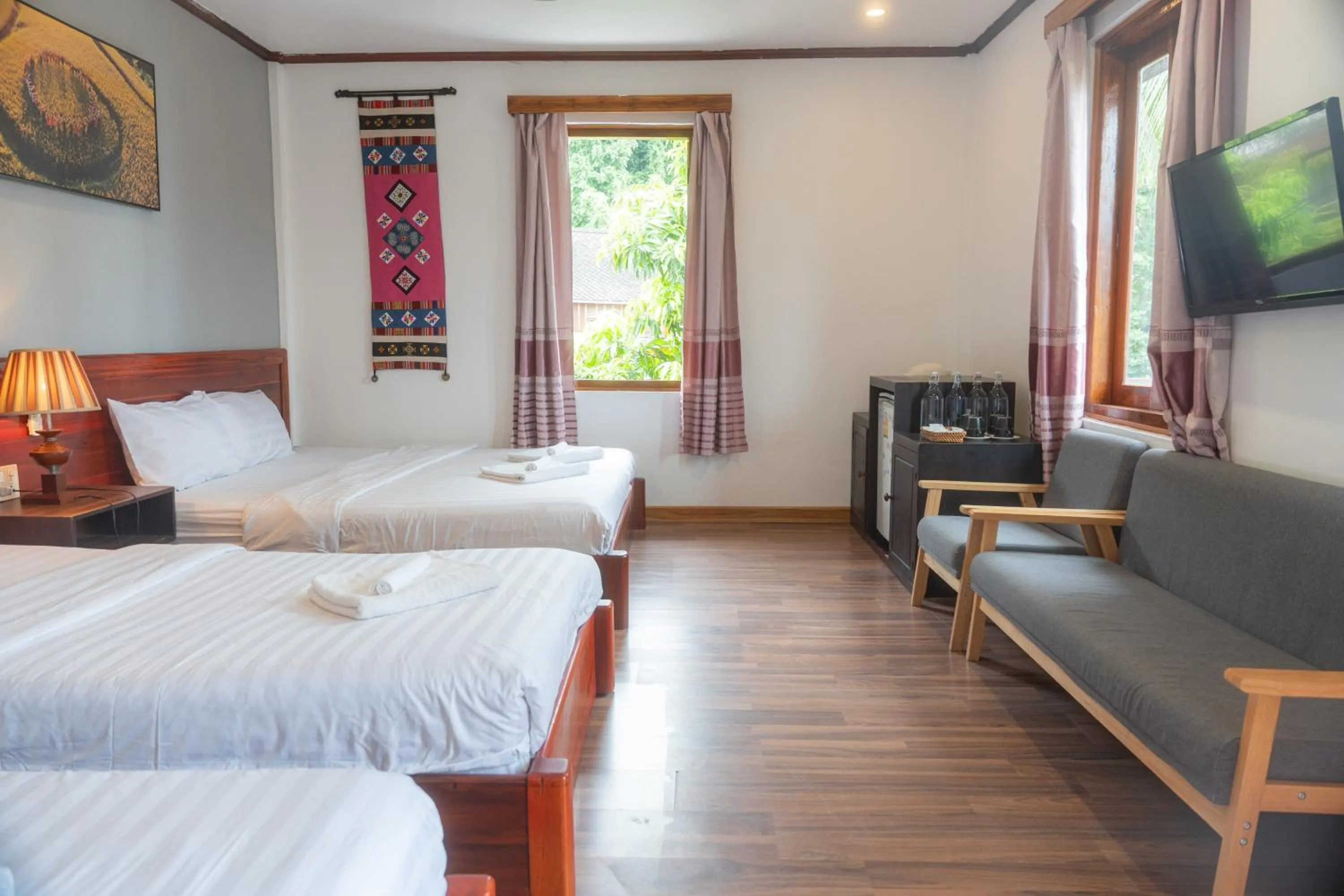 Bed in Villa Namkhan River