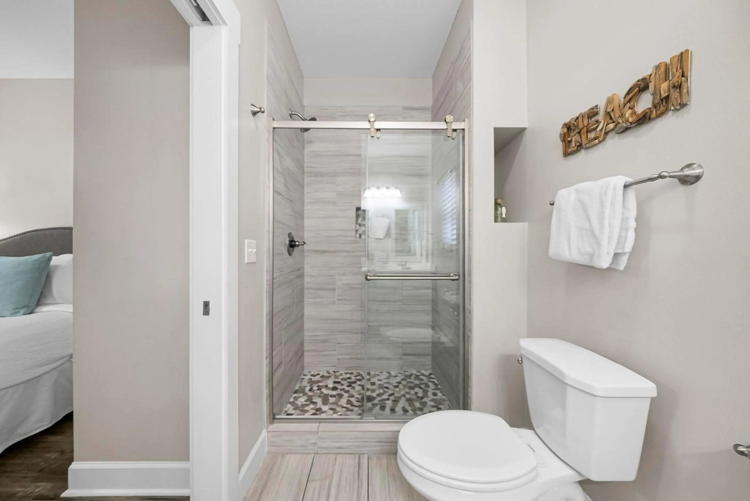 Shower, Bed in 30A Beach House - Sanibel